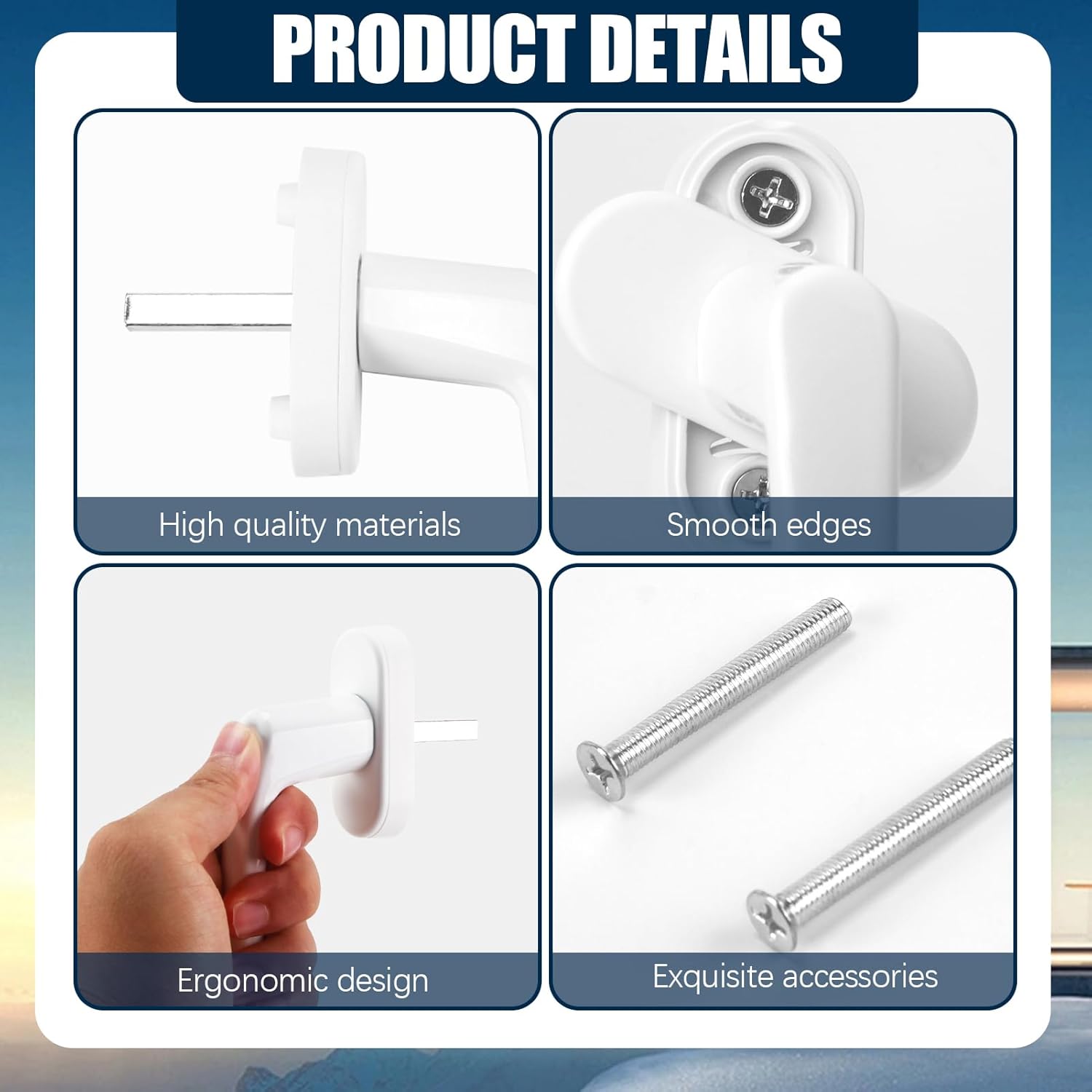 Pack De 2 Tiradores Para Ventana De Aluminio Blanco | Manillas Para Puertas Balconeras Y Terrazas | Pasador De 35mm | Instalación Fácil