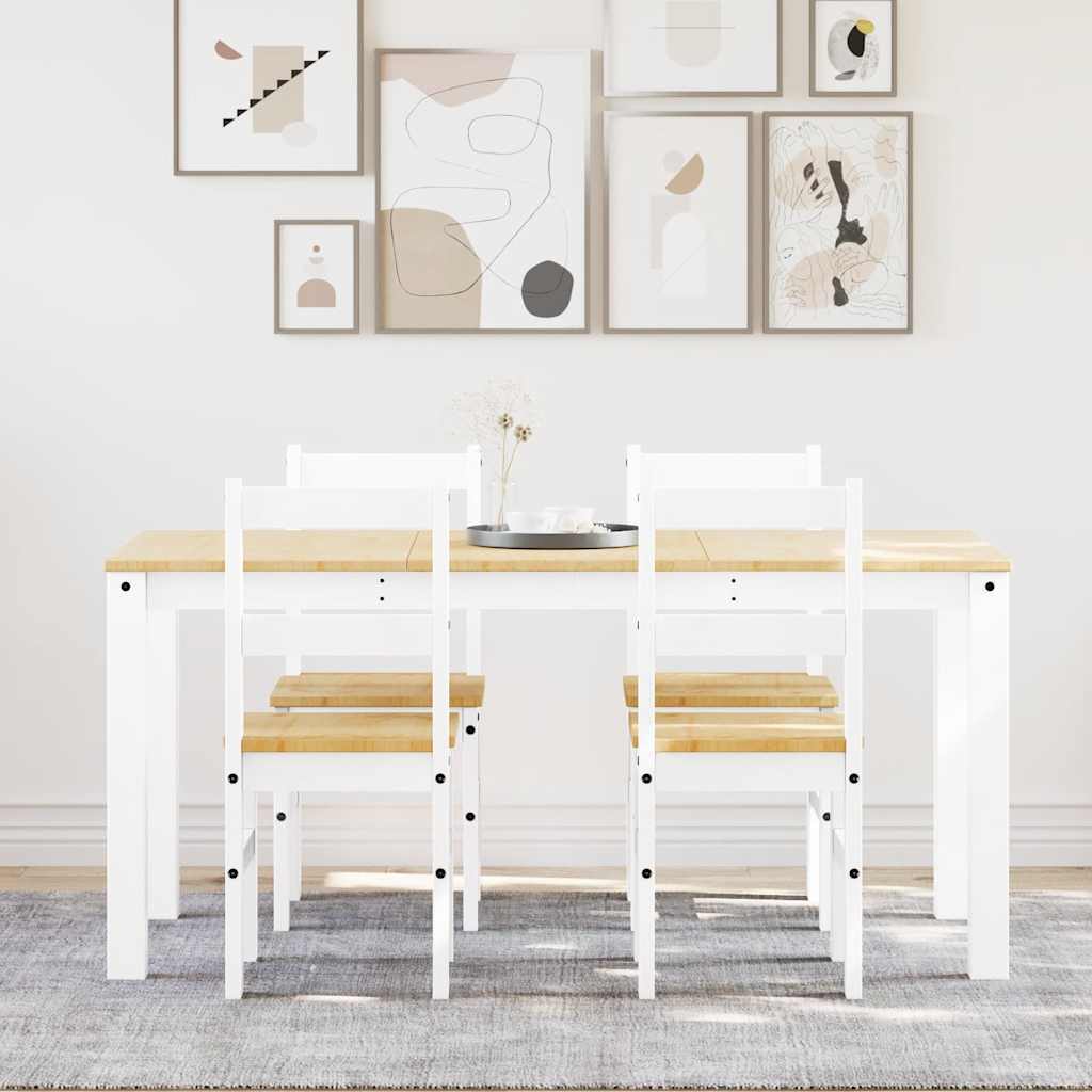 VidaXL Ensemble à Manger Panama 5 Pcs Blanc Bois De Pin Massif