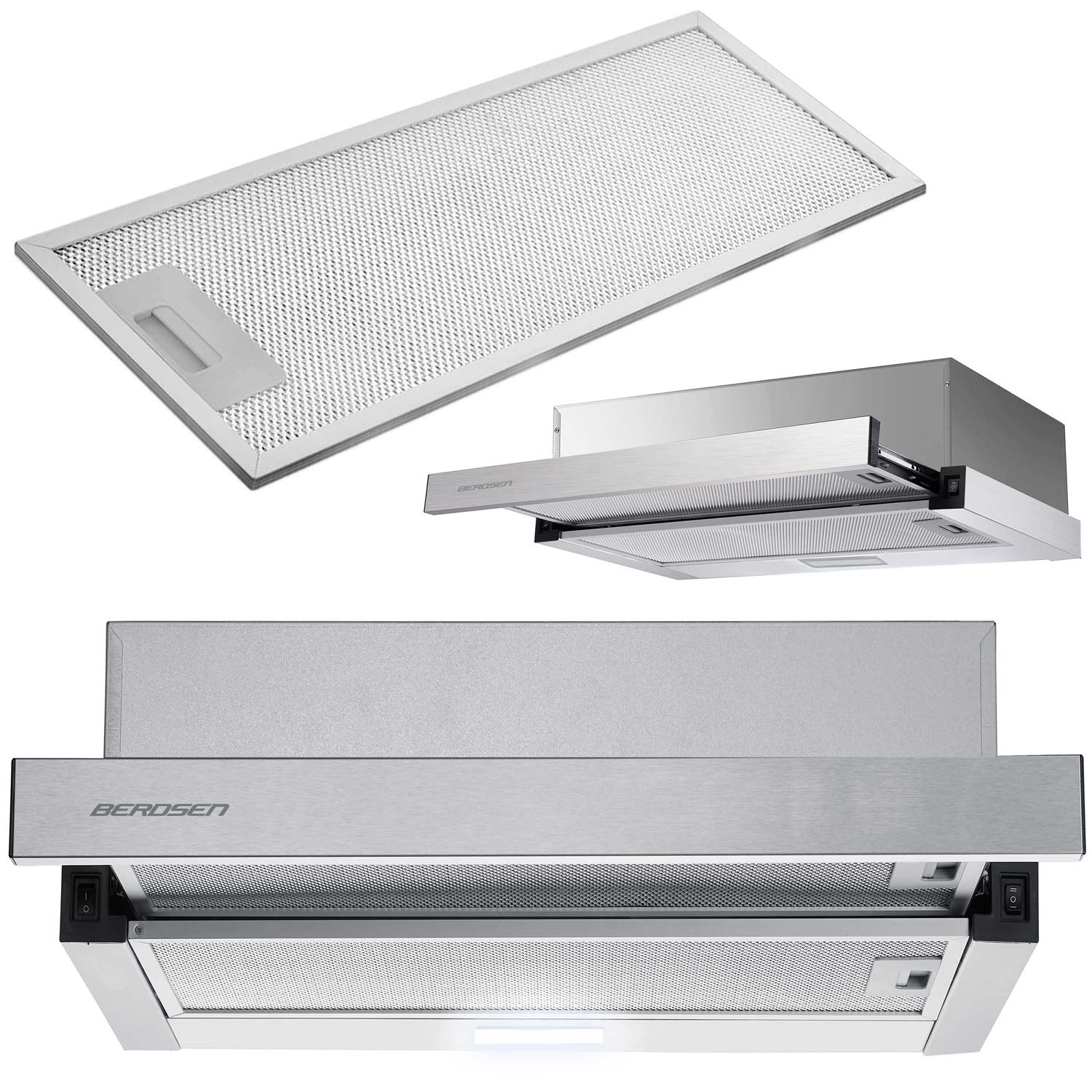 Okap kuchenny teleskopowy 50 cm Inox Berdsen BT-233