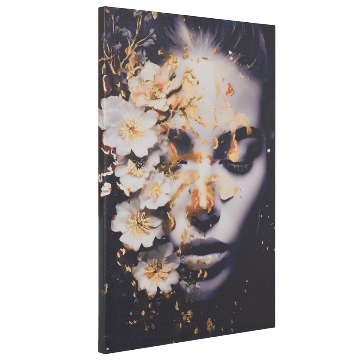Quadro Su Tela Donna Afroamericana Con Oro - Ritratto Artistico Moderno Per Decorazione Parete - 2