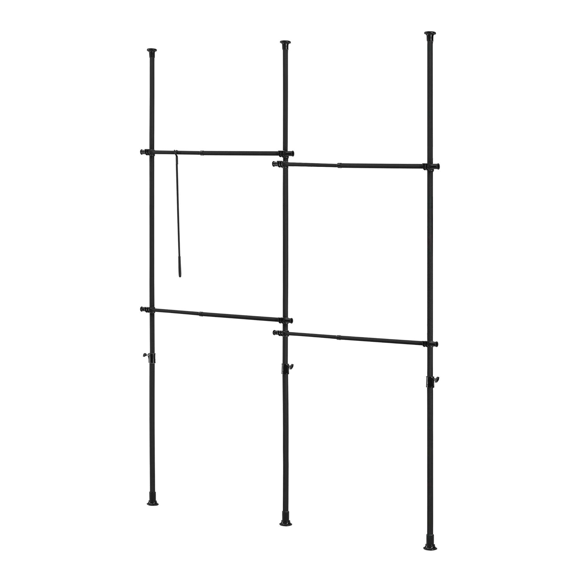 Penderie télescopique Kemi acier laqué 150 - 230 cm 4 barres de penderie noir [en.casa] - 2