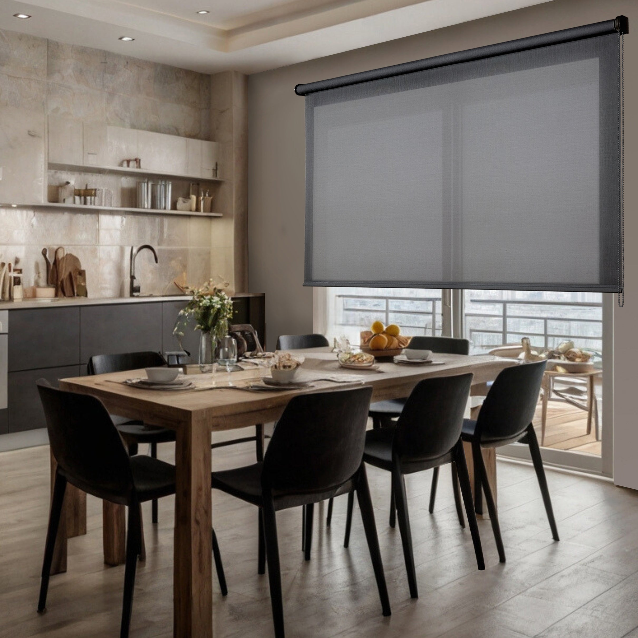 Estore rolo Screen Plus tubo 38 mm - proteção solar e térmica Cinzento escuro 180x250 cm - 2