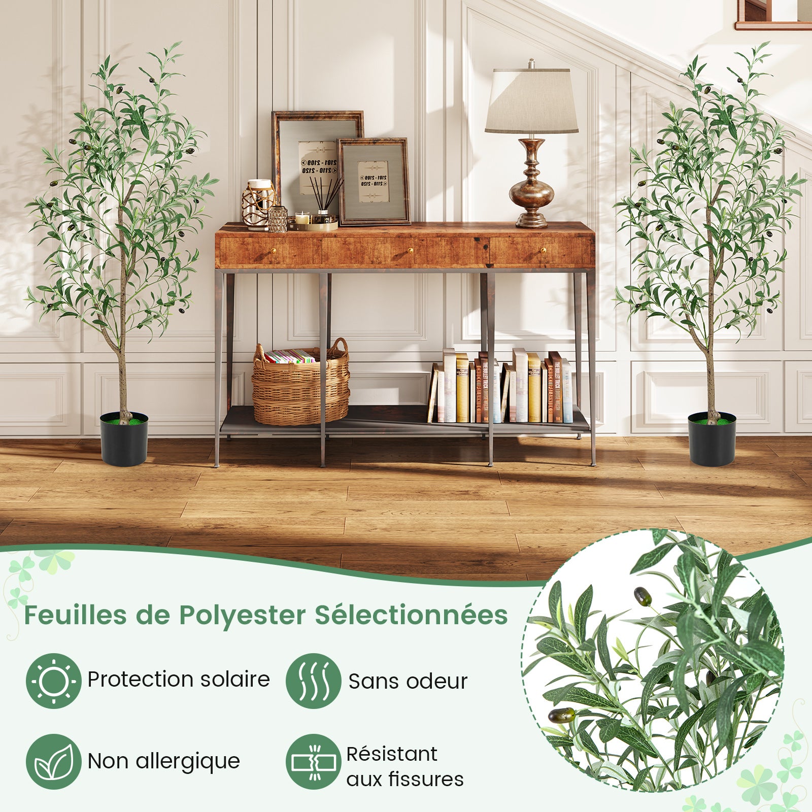 Arbre Artificiel d'olive de 130 cm en Pot, Fausses Plantes avec Fruits Réalistes Plantes Vertes, Décorations Plantes Modernes pour Maison Bureau - 6