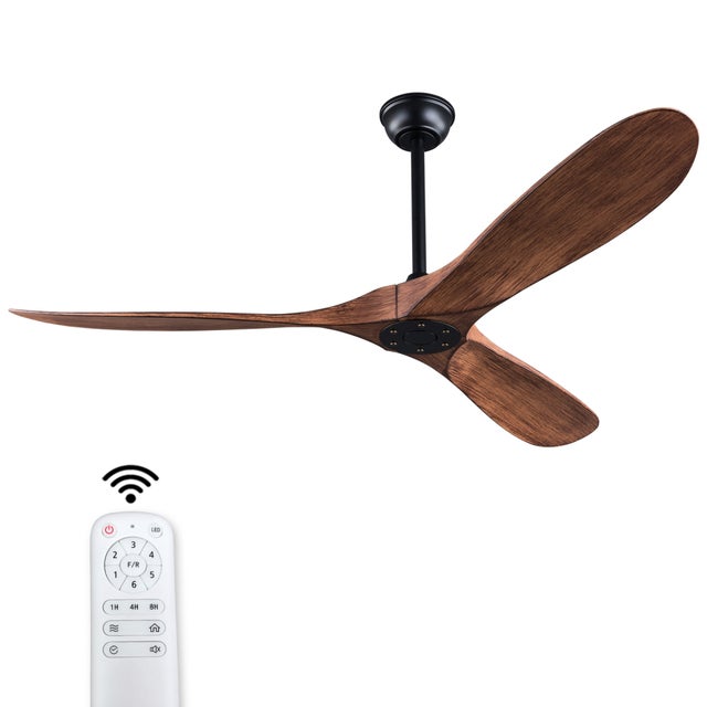 Ventilateur plafond blanc 152cm sans lumière, télécommande, pales ABS, moteur DC réversible, minuterie, intérieur/extérieur moderne