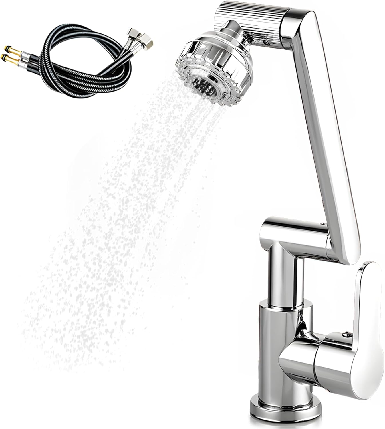 Leroy Merlin Grifo de cocina con rociador extraíble, patrón de rociado ajustable de 1080°, 2 modos de rociado, grifo mezclador con manguera de conexión de agua 