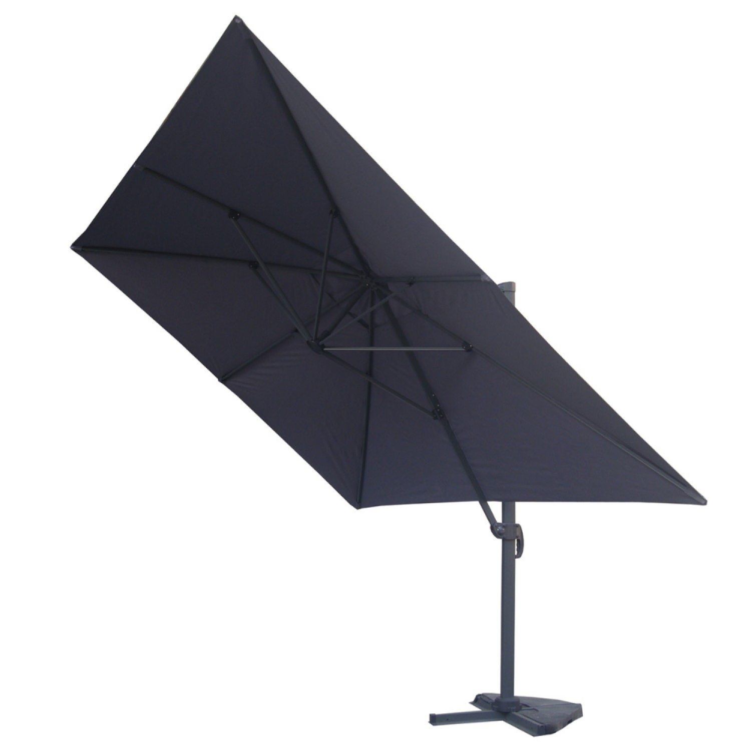 Parasol gris déporté carré 3 x 3 m rotatif à 360 PALATINO - 6