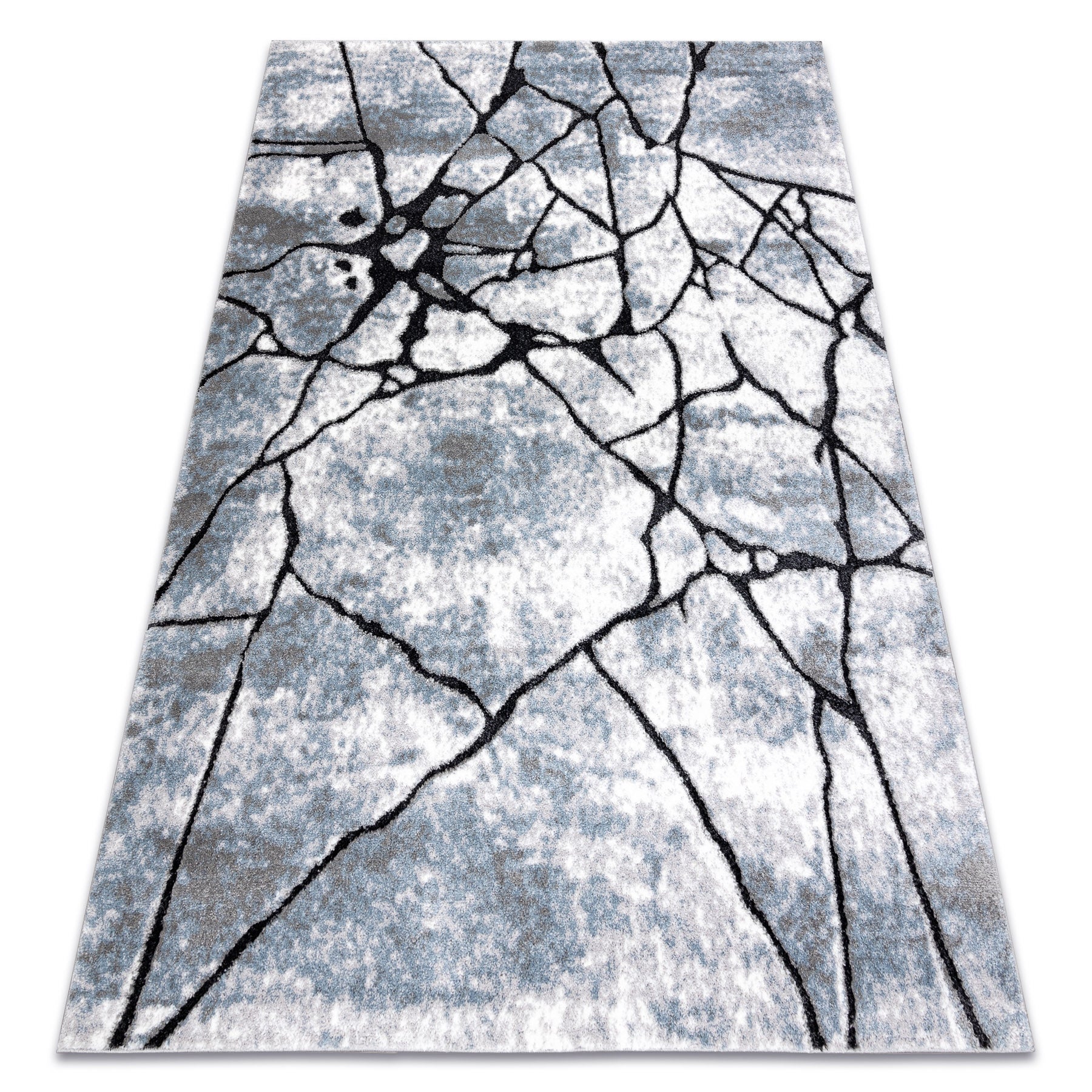 Dywan nowoczesny COZY 8873 Cracks Popękany beton - Strukturalny, dwa poziomy runa jasny szary / niebieski 120x170 cm