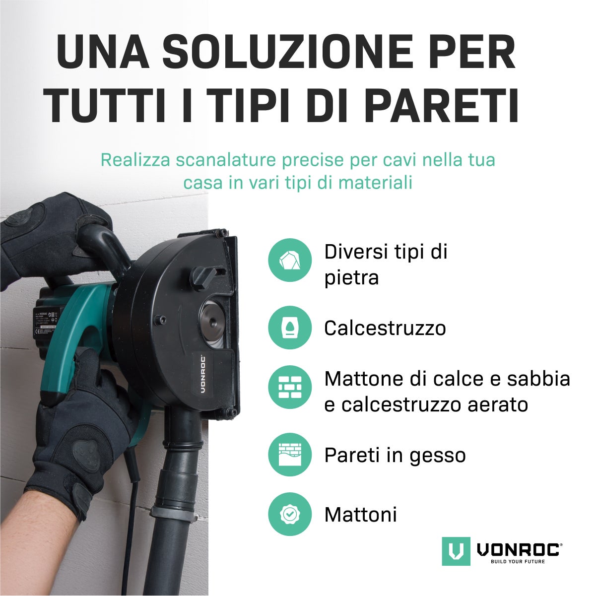 Fraiseuse murale VONROC 150mm 1700W. 2 disques diamants inclus - 6