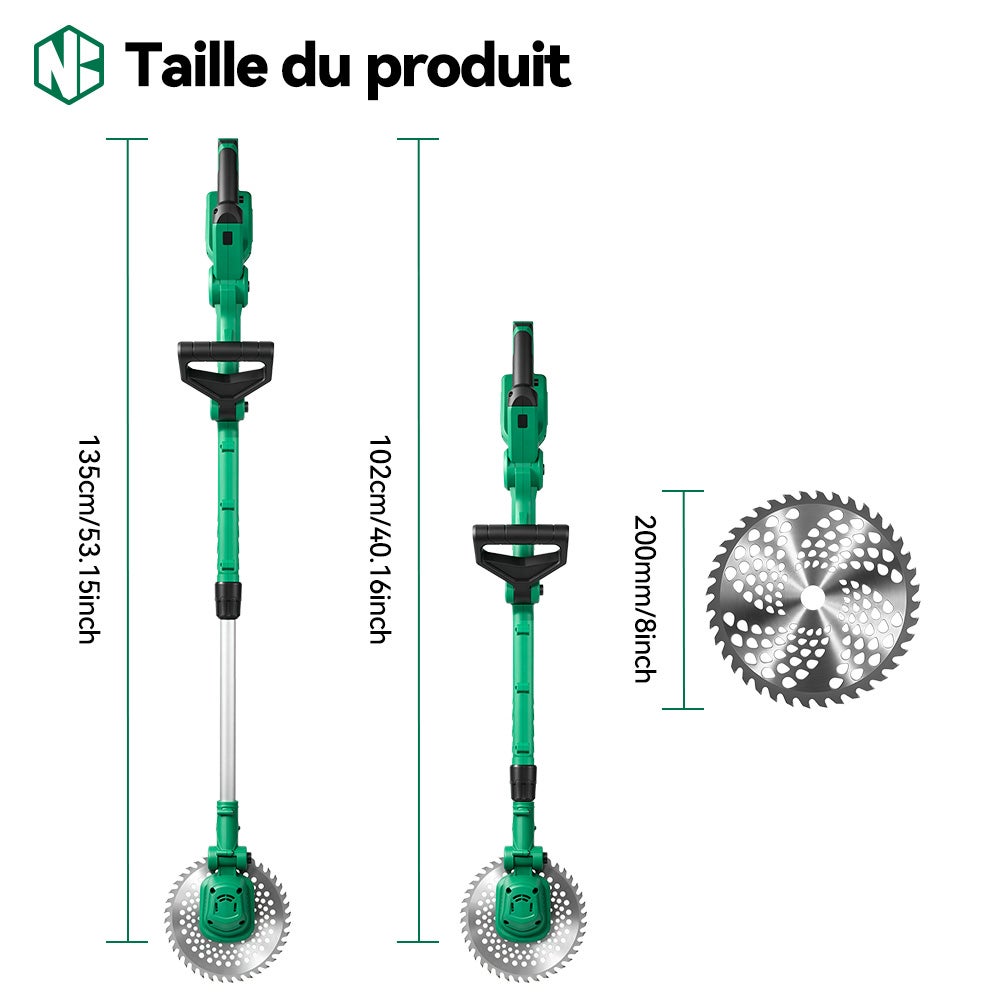 NewBeny Coupe-bordure à batterie ,21V,L27 cm,Manche télescopique 130 cm,2 batterie 4.0Ah - 5