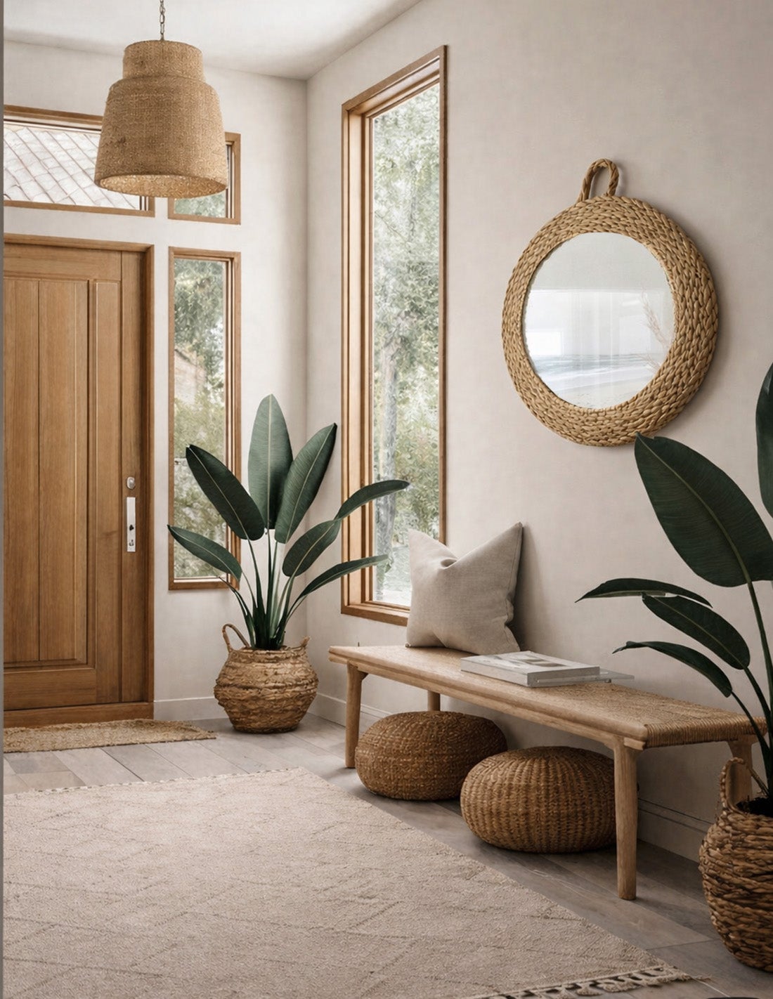 Espelho Decorativo de Parede Esparto com Fibras Naturais – Espelho Redondo Vintage | Pequeno (sem franjas) - 7