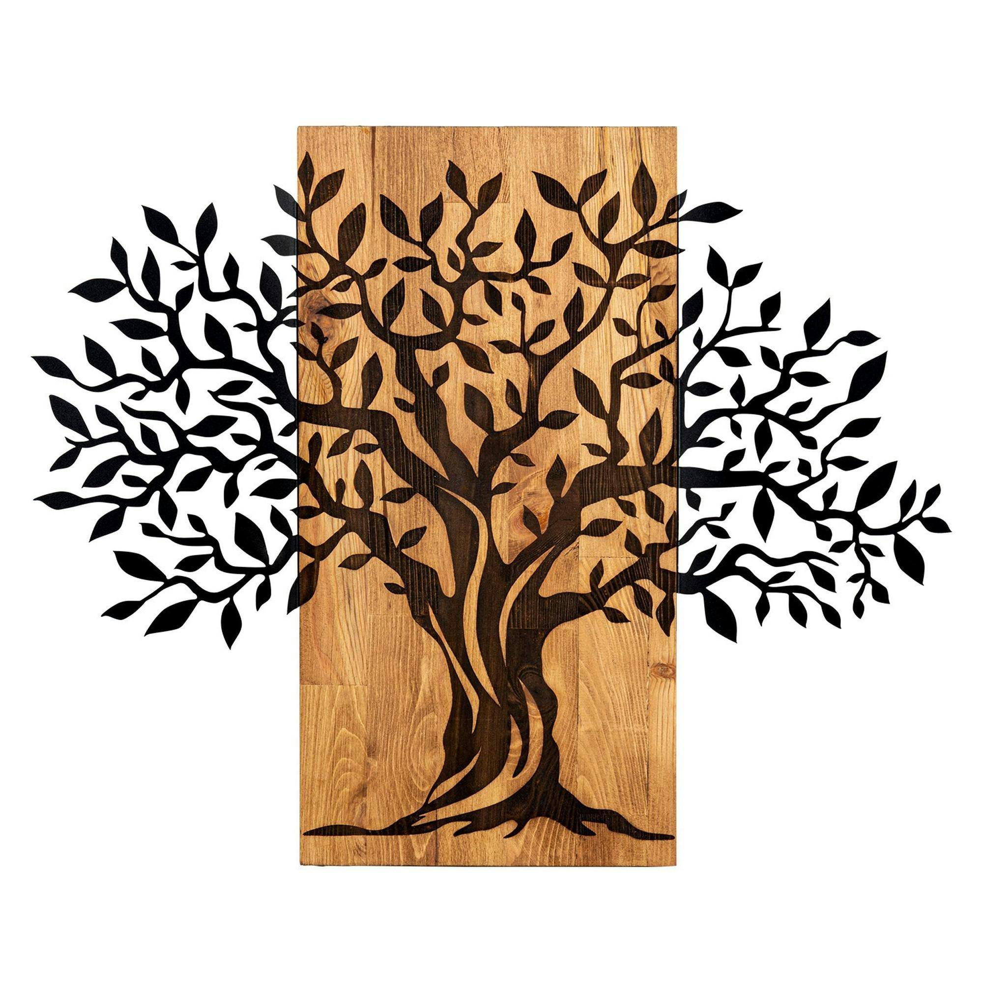Décoration murale en métal et bois – arbre de vie - 6
