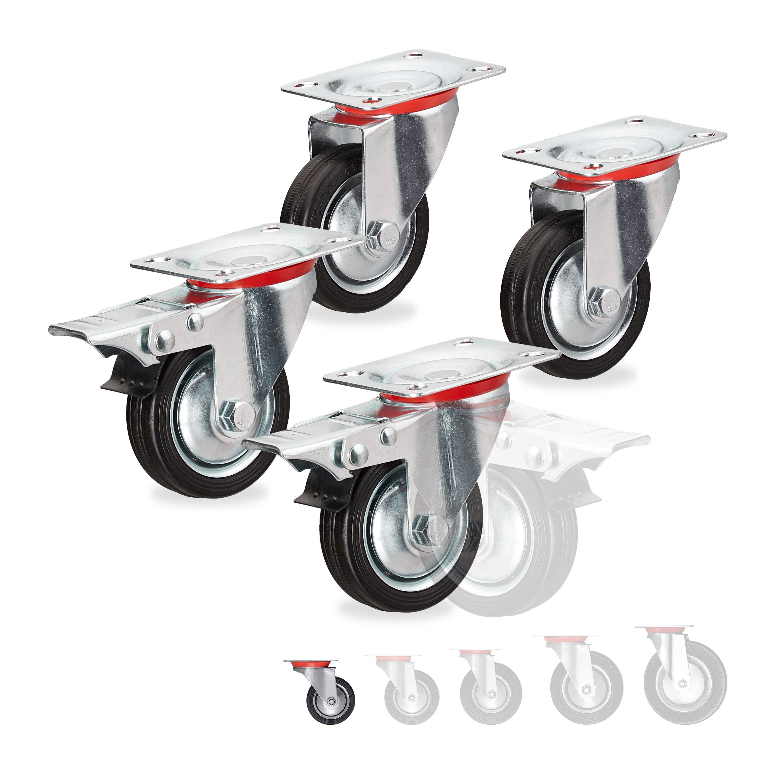 Ruote Per Ruote 4 Ruote M12 Girevoli Da 50 Mm Con Freno, Rotelle - Foto 8