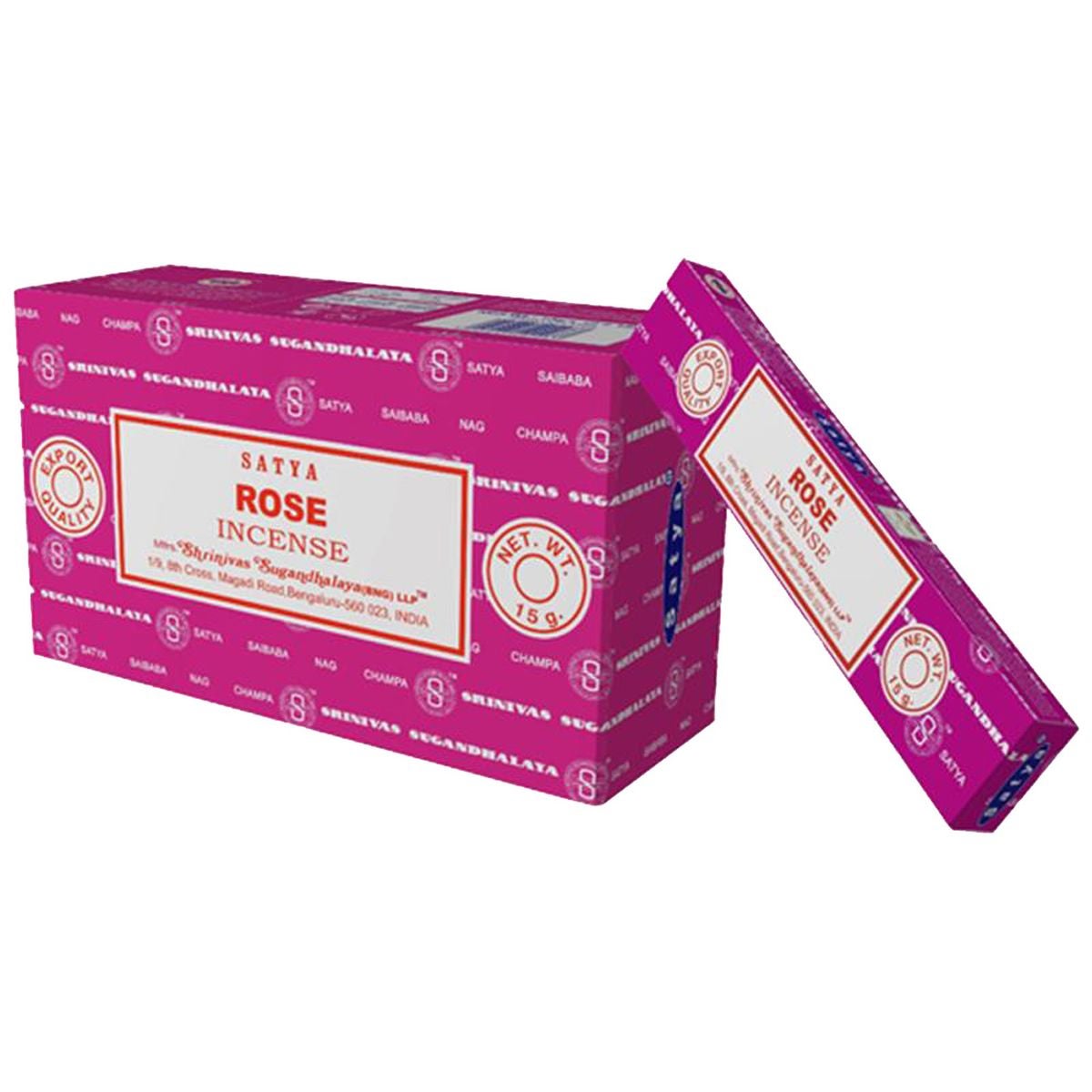12 Boîtes De Cônes D'Encens Satya - Senteur Fresh Rose - Fabriqué En Inde
