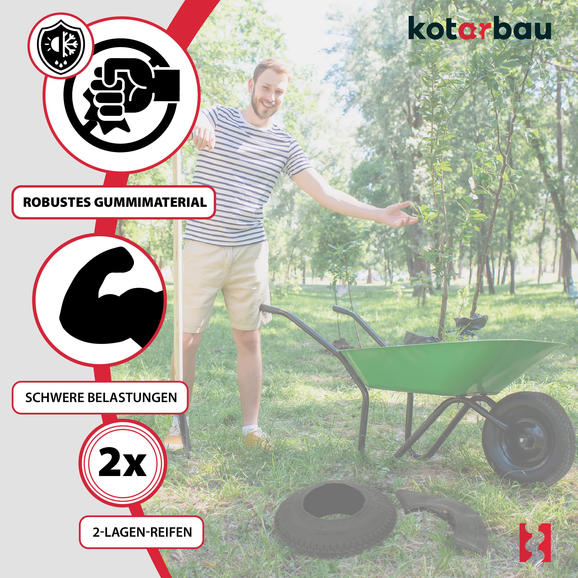 Opona z Dętką do Koła Taczki - Wózków - 4.80 / 4.00-8 KOTARBAU - 5