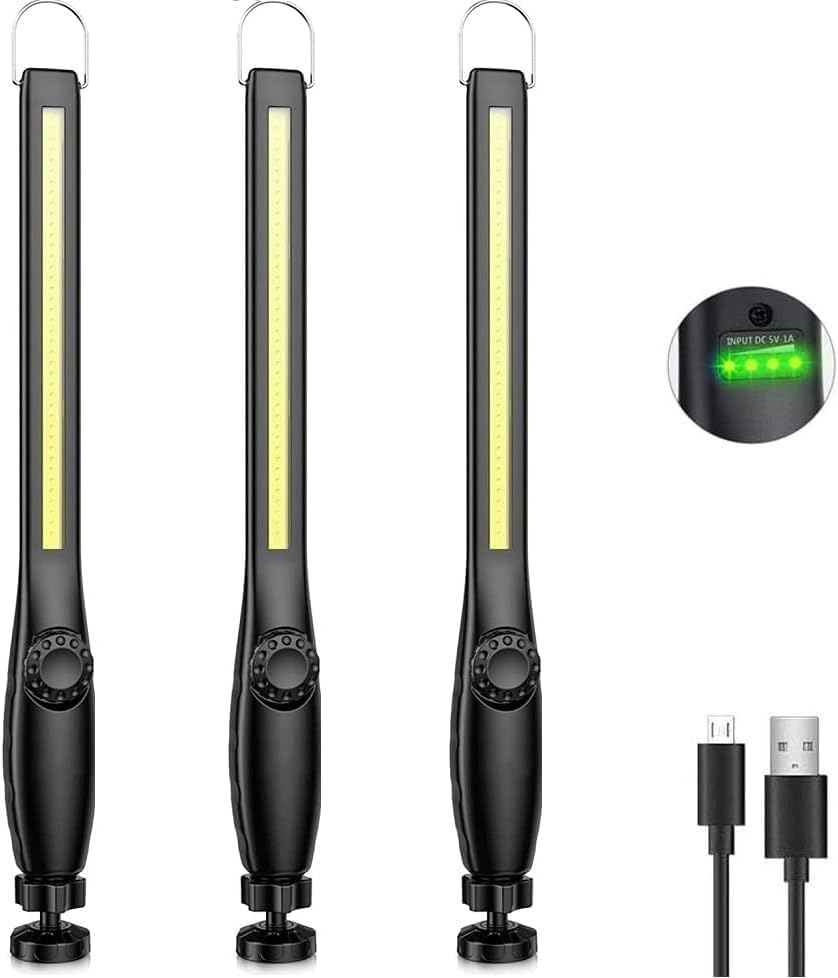 Zestaw 3 przenośnych lamp roboczych LED - Akumulatorowe - Lampa robocza Akumulatorowa lampa robocza COB - z wskaźnikiem mocy - niski