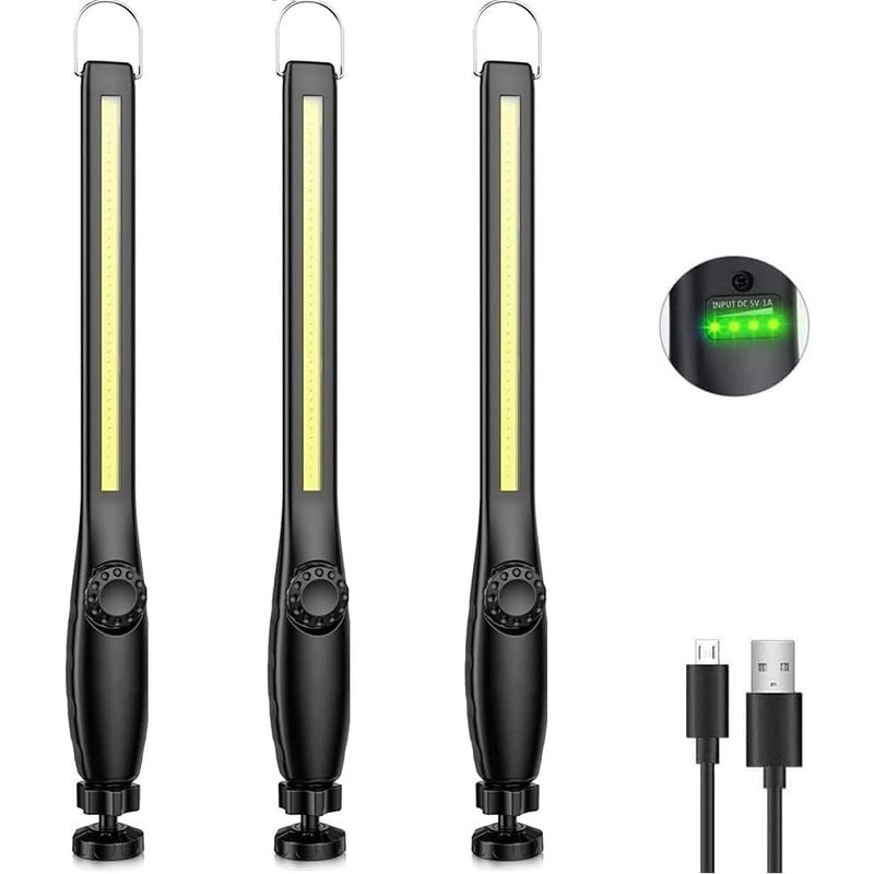 Zestaw 3 przenośnych lamp roboczych LED - Akumulatorowe - Lampa robocza Akumulatorowa lampa robocza COB - z wskaźnikiem mocy - niski