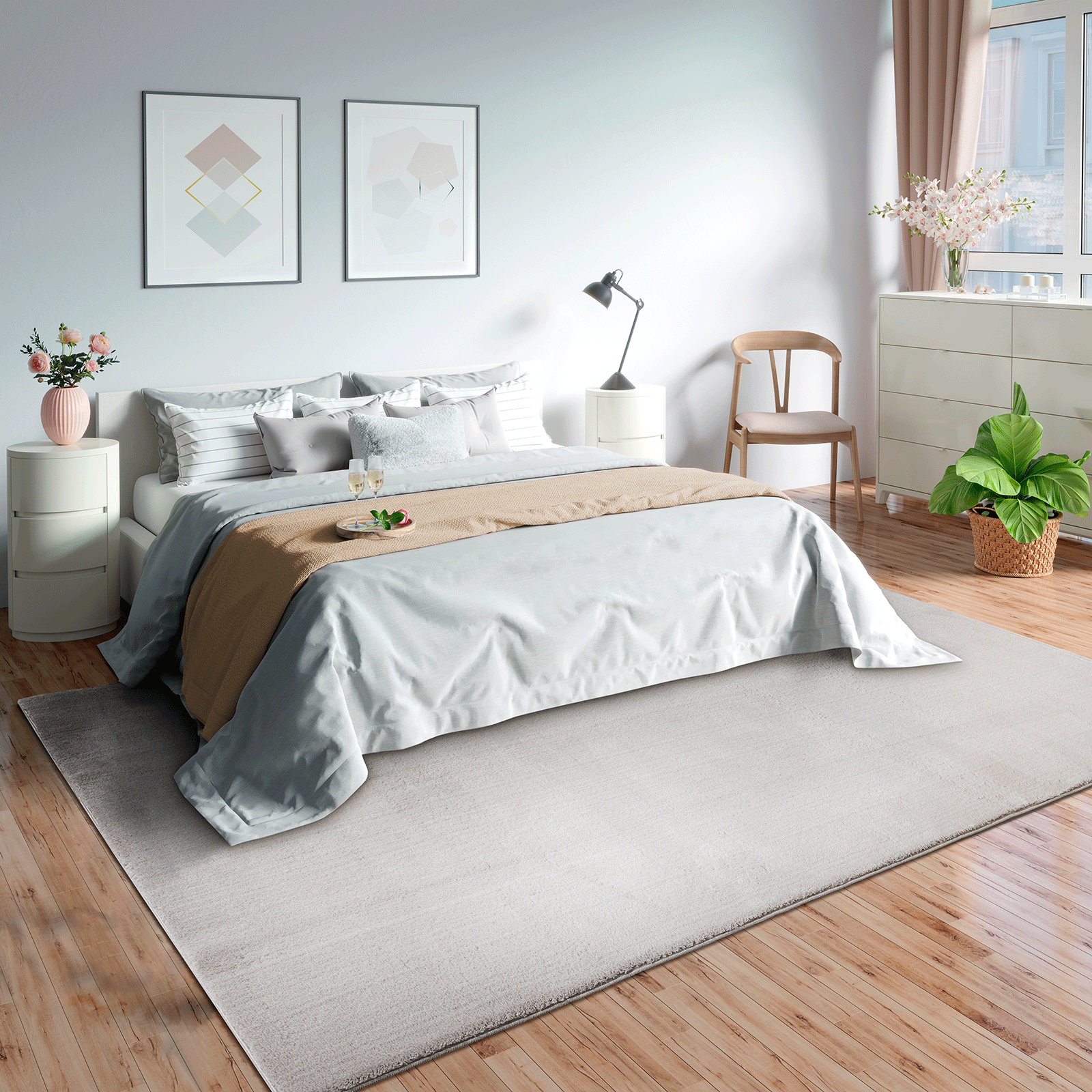 MSV Tappeto Bianco 50x70 Cm In Poliestere E Lattice: Pratico E Leggero Per Ingresso O Cucina