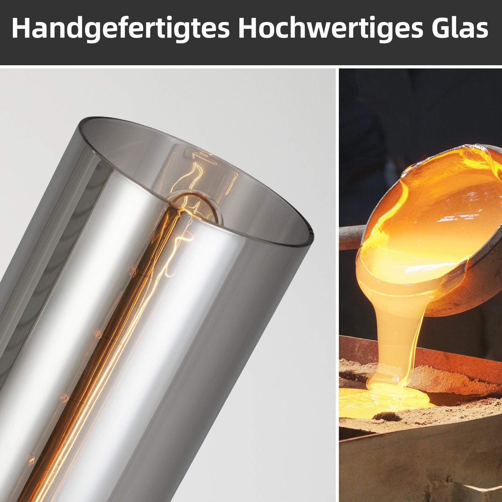 NETTLIFE Lampe à Suspension Pour Table à Manger En Verre Noir Mat Rétro 3 Flammes E27 - 5