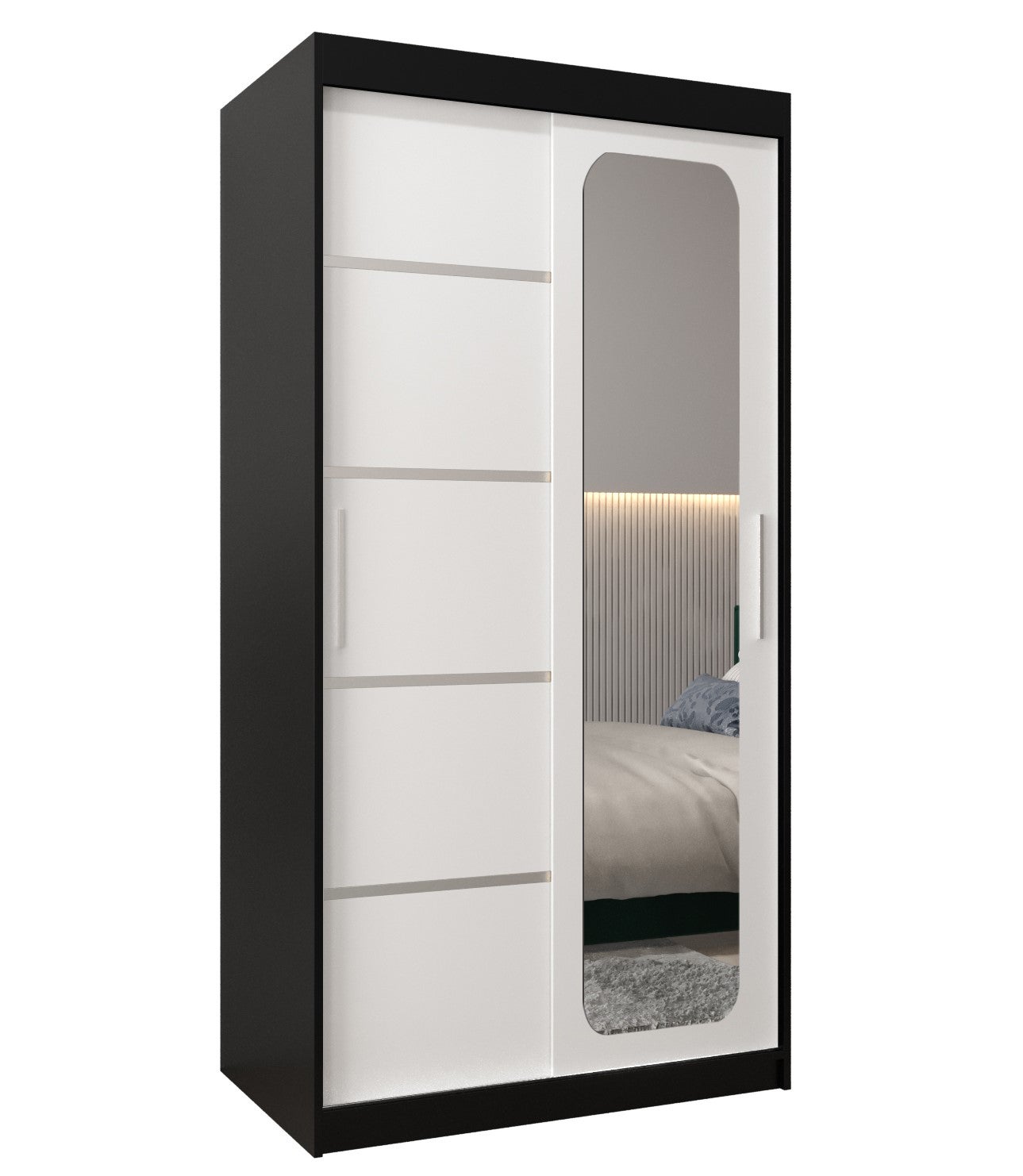 Szafa przesuwna garderoba PROMO V2 100 x 62 x 200 cm Czarny + Biały - Abiks Meble