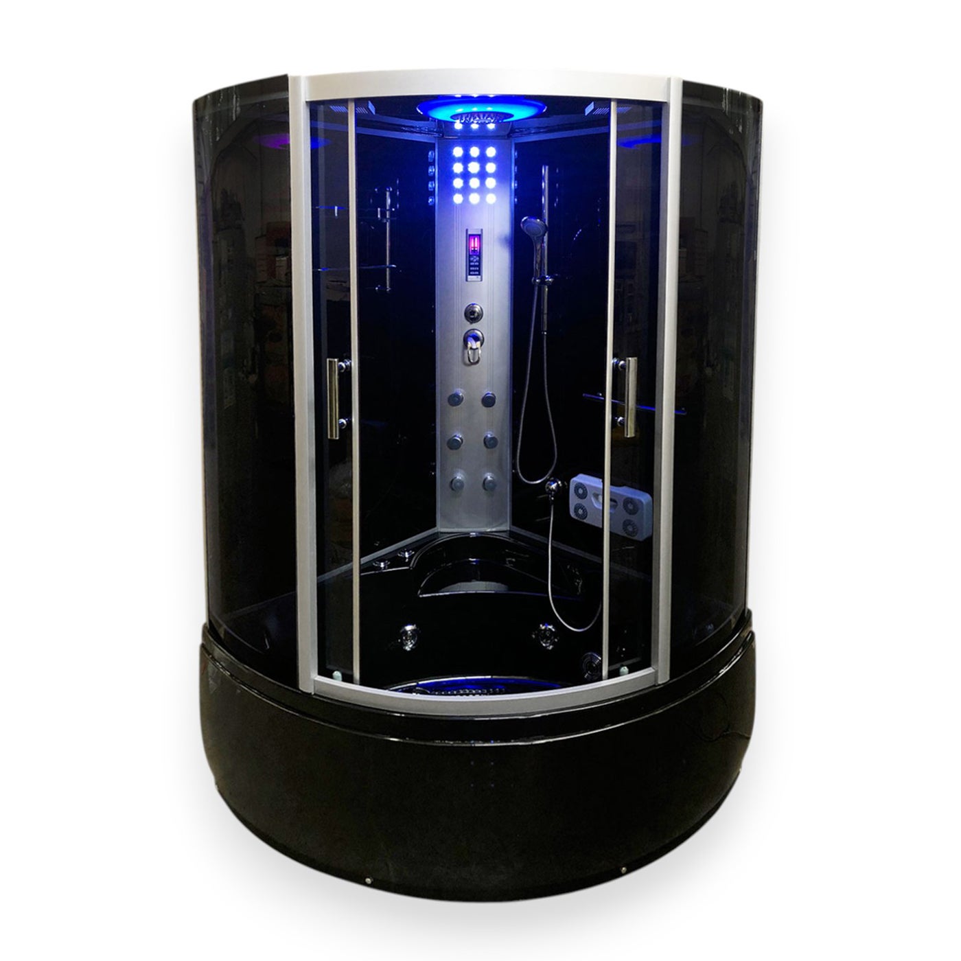 Bañera-ducha hidromasaje esquina negra 130 x 130 cm - ivory