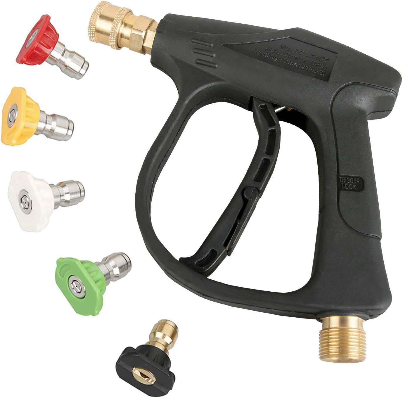Pistolet do myjki wysokociśnieniowej z 5 dyszami, pistolet do piany 4350 PSI z szybkozłączką 1/4", pistolet natryskowy z M22