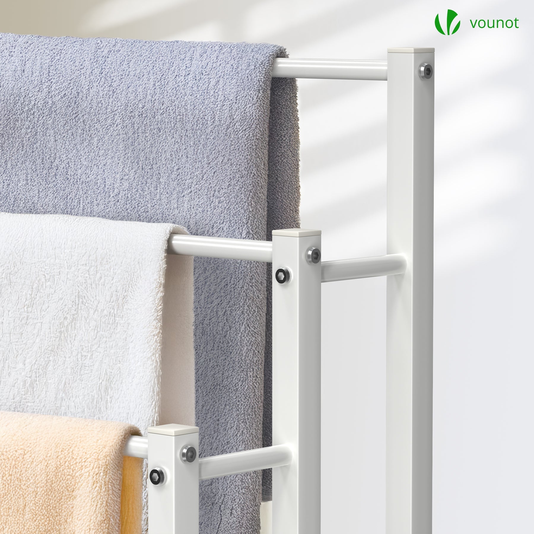 Porte serviettes sur pied autoportant 3 niveaux blanc VOUNOT® - 6