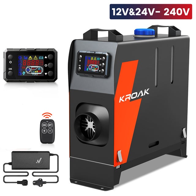 Riscaldatore diesel tutto in uno portatile 12/24/230 V 5-8 kW, riscaldatore ad aria diesel 0,15-0,44 l/h, serbatoio da 5 l, telecomando