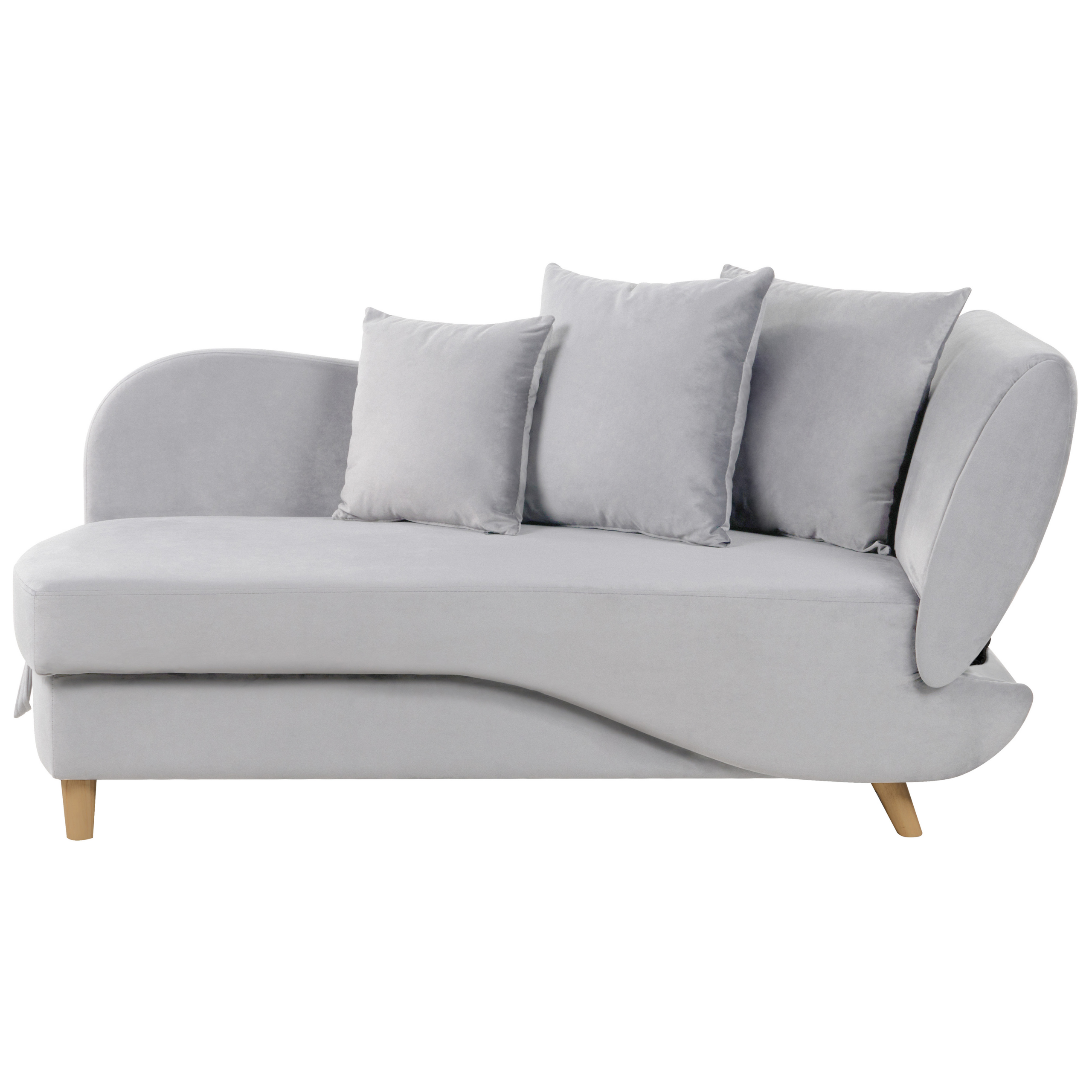 Beliani chaise longue de terciopelo gris claro derecho con almacenaje meri ii