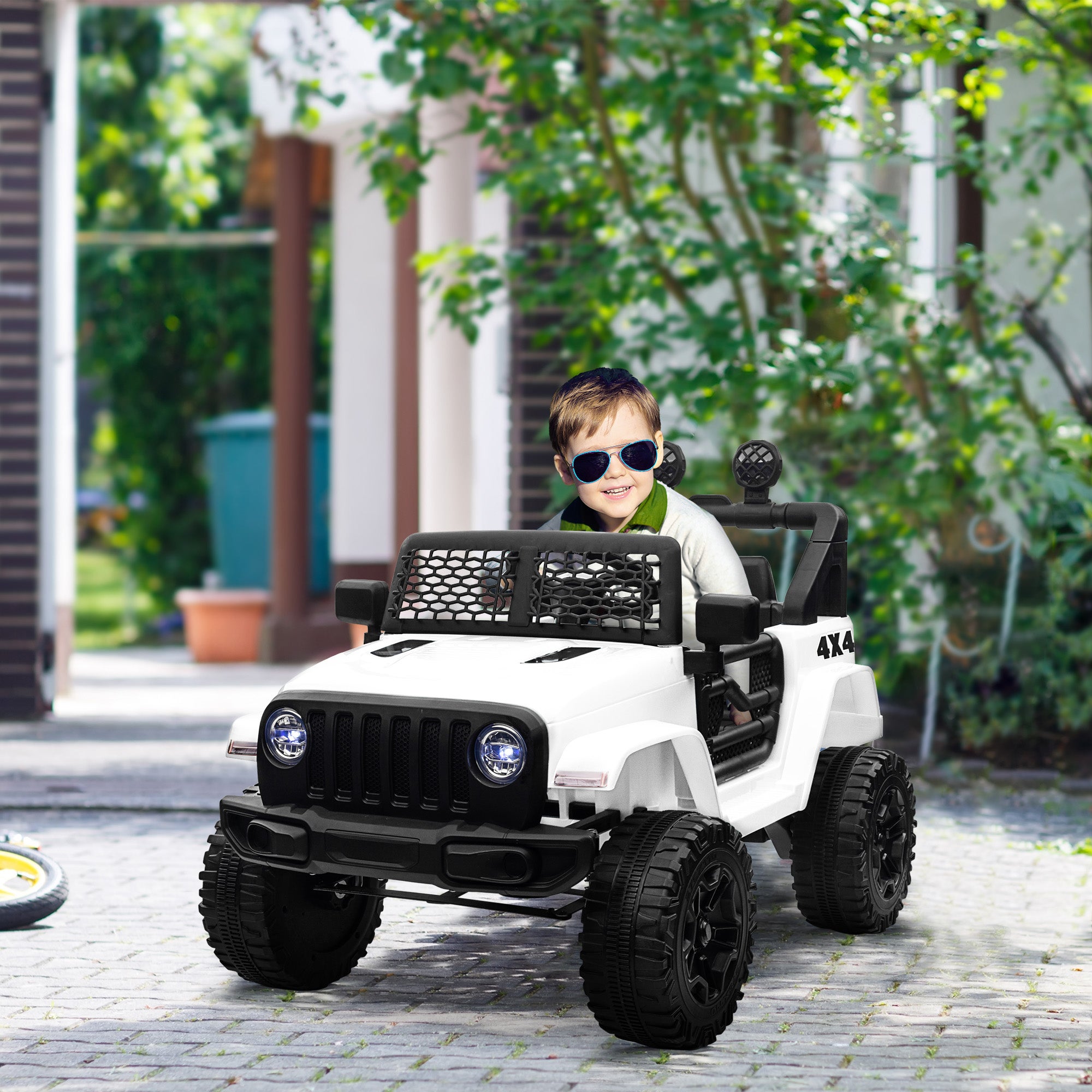 HOMCOM Macchina Elettrica per Bambini Jeep Fuoristrada con Telecomando 2 Velocita 3 5km h 100x65x72 cm Bianco Leroy Merlin