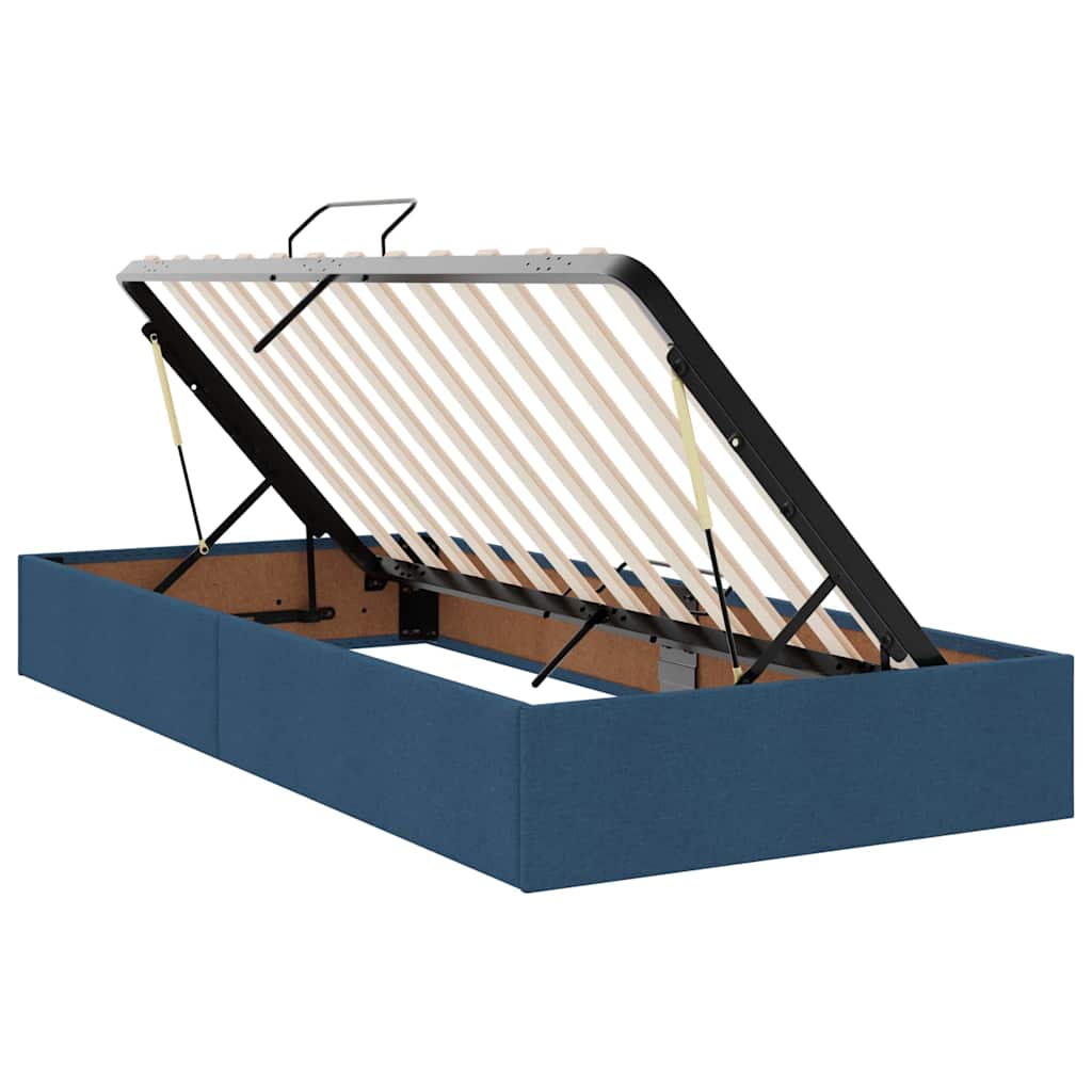 Lit avec rangement et matelas, bleu, en velours, pour la chambre, 100 × 200 cm - 6