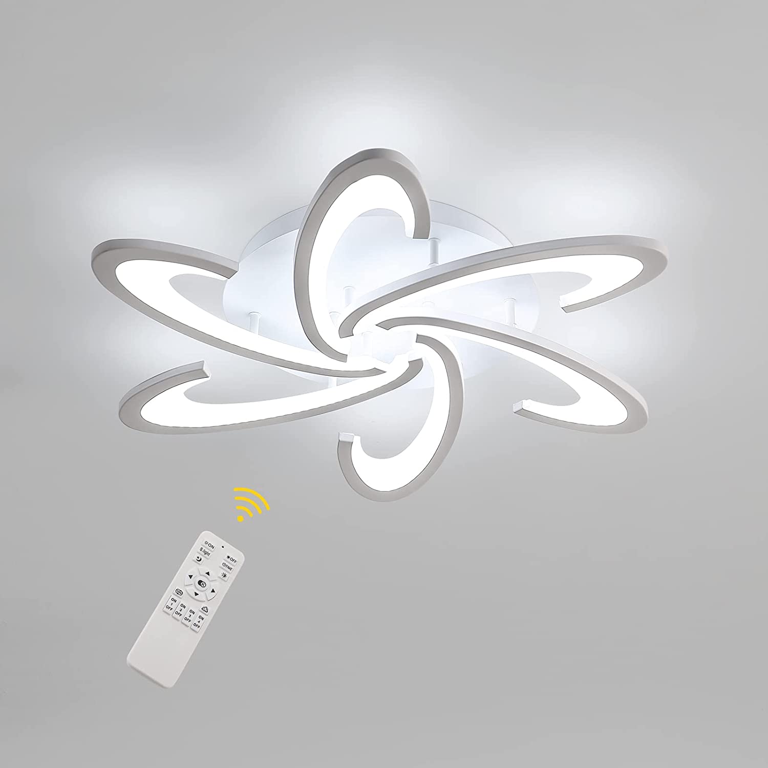 Plafoniera LED A Soffitto Eiinee A Forma Di Fiore 85cm – Lampadario Dimmerabile Con Telecomando 3000K-6000K, Bianco E Dorato - 2