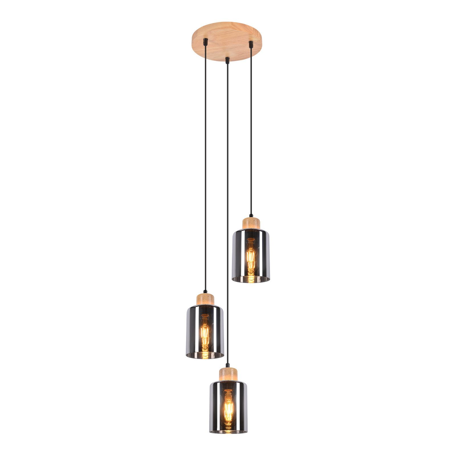 NETTLIFE Suspension en bois, lampe suspendue E27, lampe de table à manger vintage en verre - 9