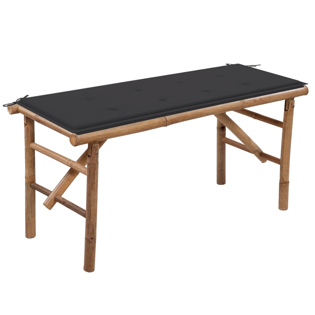 Panca da giardino pieghevole con cuscino in bambù 118 cm