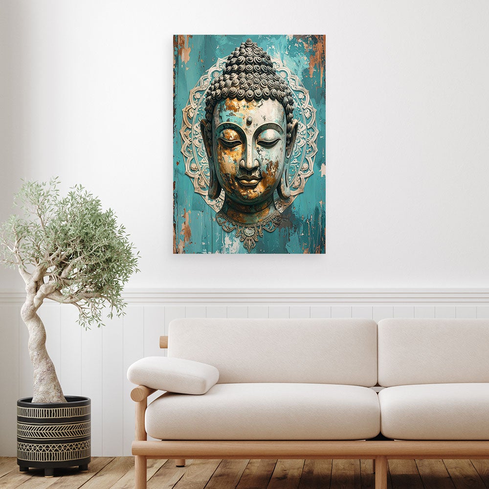 Obraz do salonu sypialni biura, Turkusowy Budda Zen Spa Orient 60x90 - 2