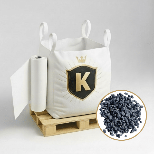 KIT Galets gris foncé + géotextile = 1 Big Bag galet gris foncé 12/25 1.5T [environ 20m2 sur 5cm d'épaisseur] + 1 géotextile 25m2 - Livraison PREMIUM