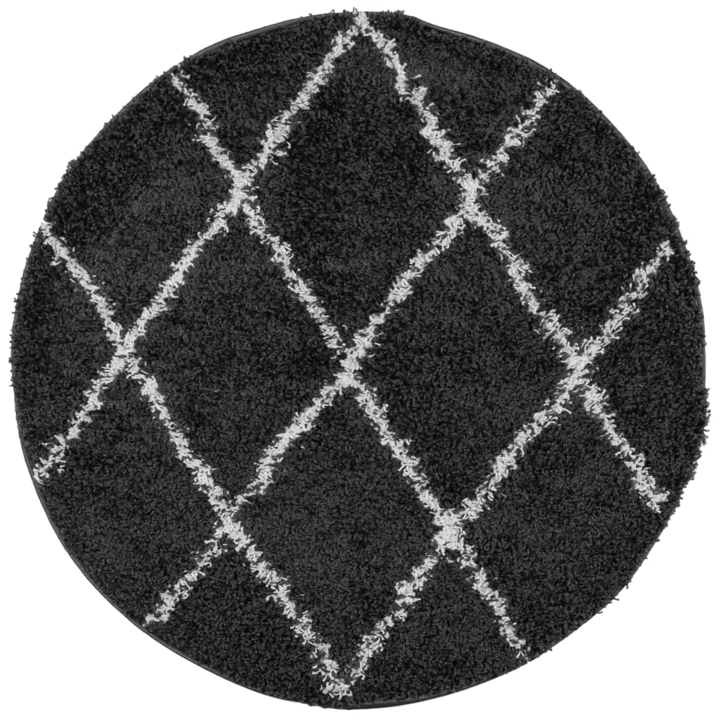 Alfombra de salón   alfombra de pelo largo moderna negro y crema ø 160 cm cfw66305