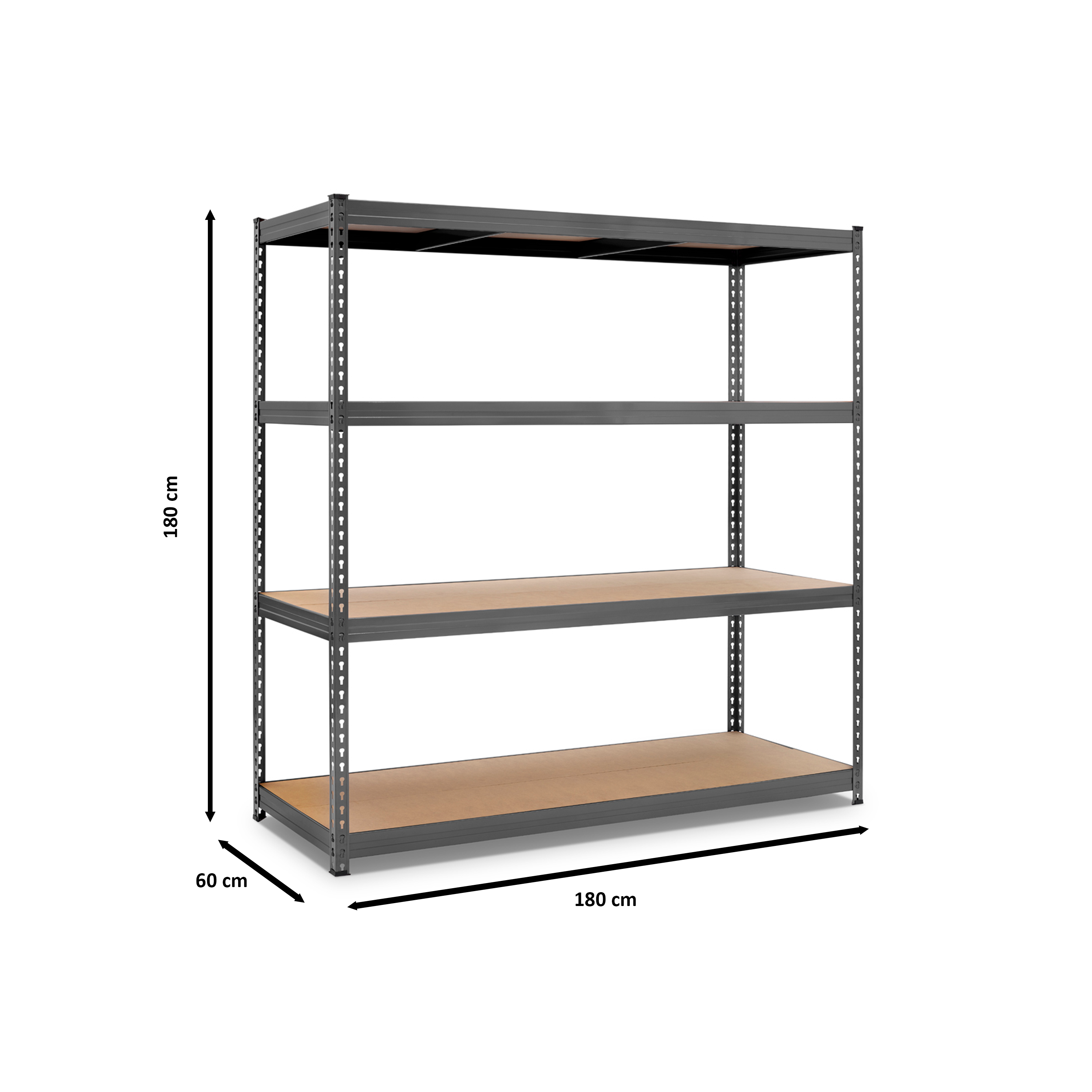 Etagère garage acier epoxy 4 tablettes ROBUS - Gris - l.180xH.180xP.60 cm - AVASCO - 5