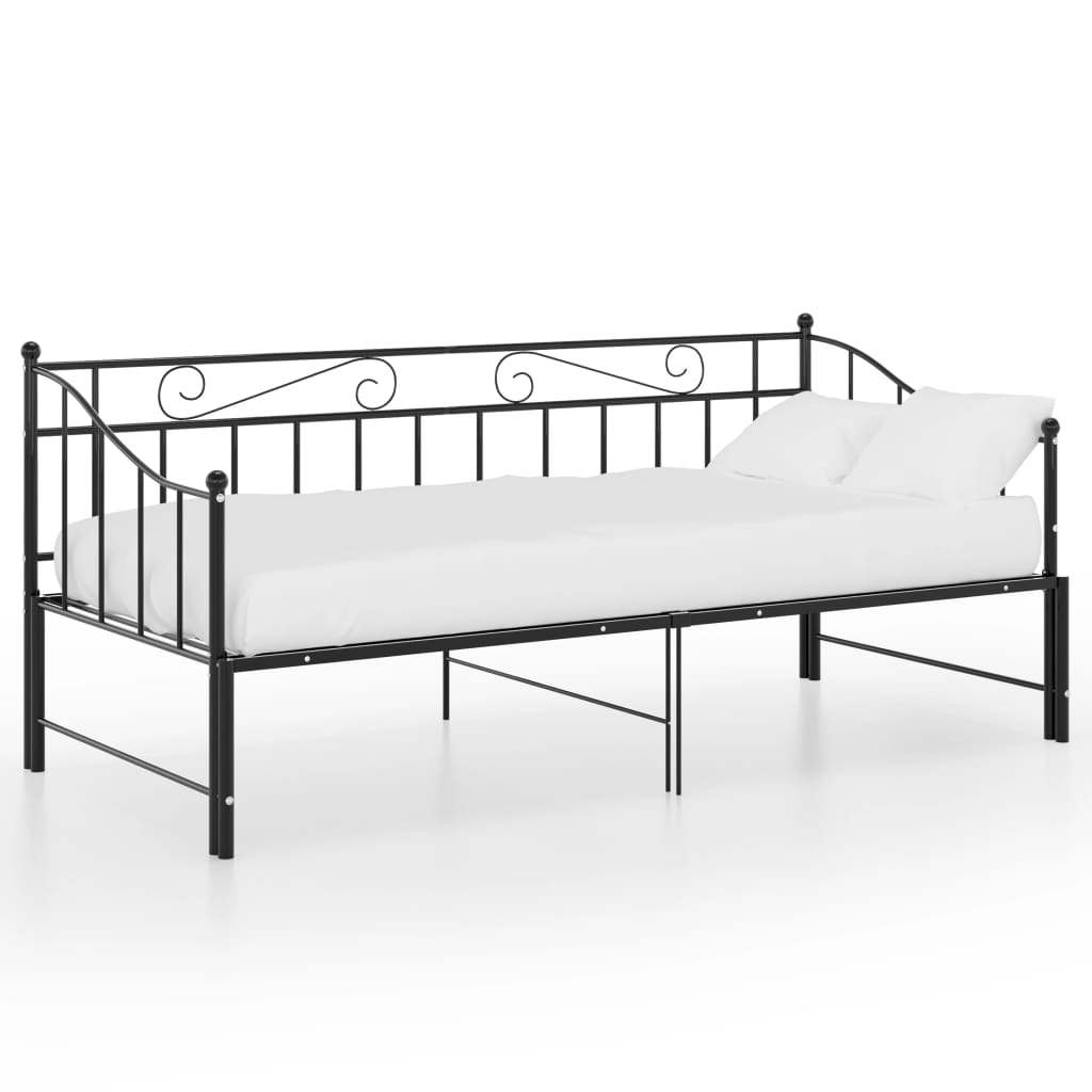 Maison Exclusive - Cadre de canapé-lit extensible sans matelas Noir Métal 90x200cm - 3