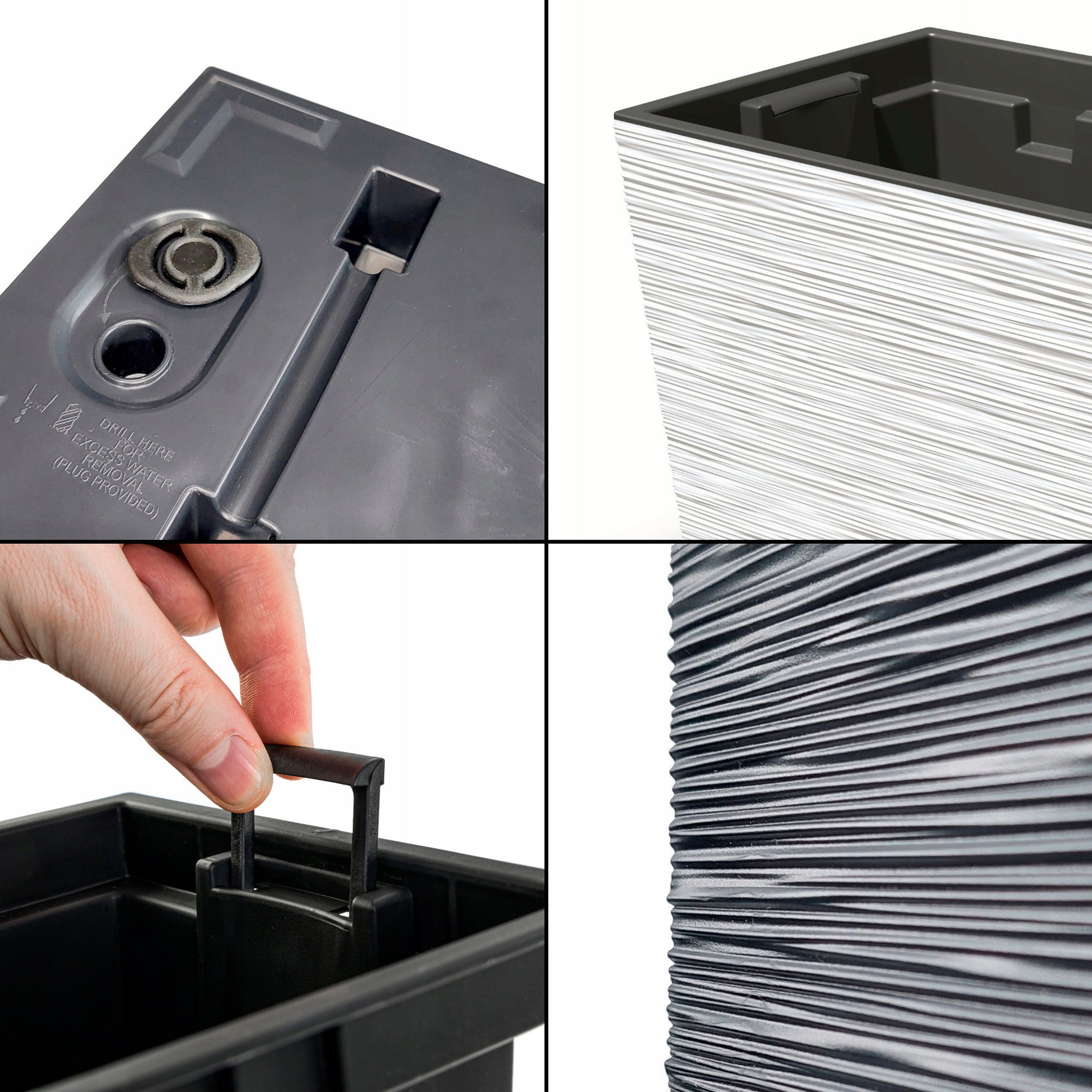 Pot de fleurs avec reserve d´eau 12 L anthracite - FURU - 3