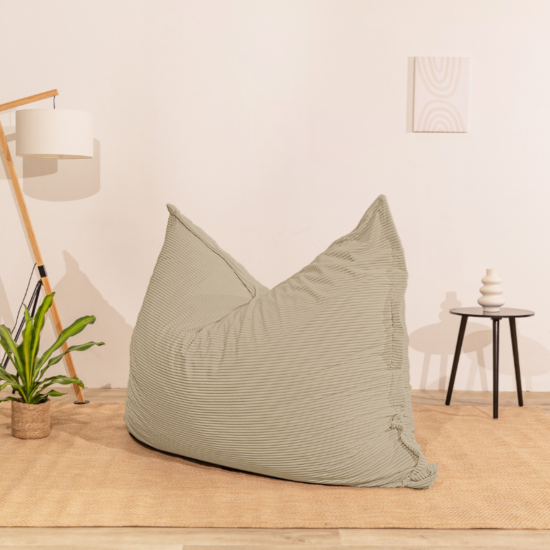 Pouf velours côtelé déhoussable BANANAIR 180 x 140 cm beige - 8