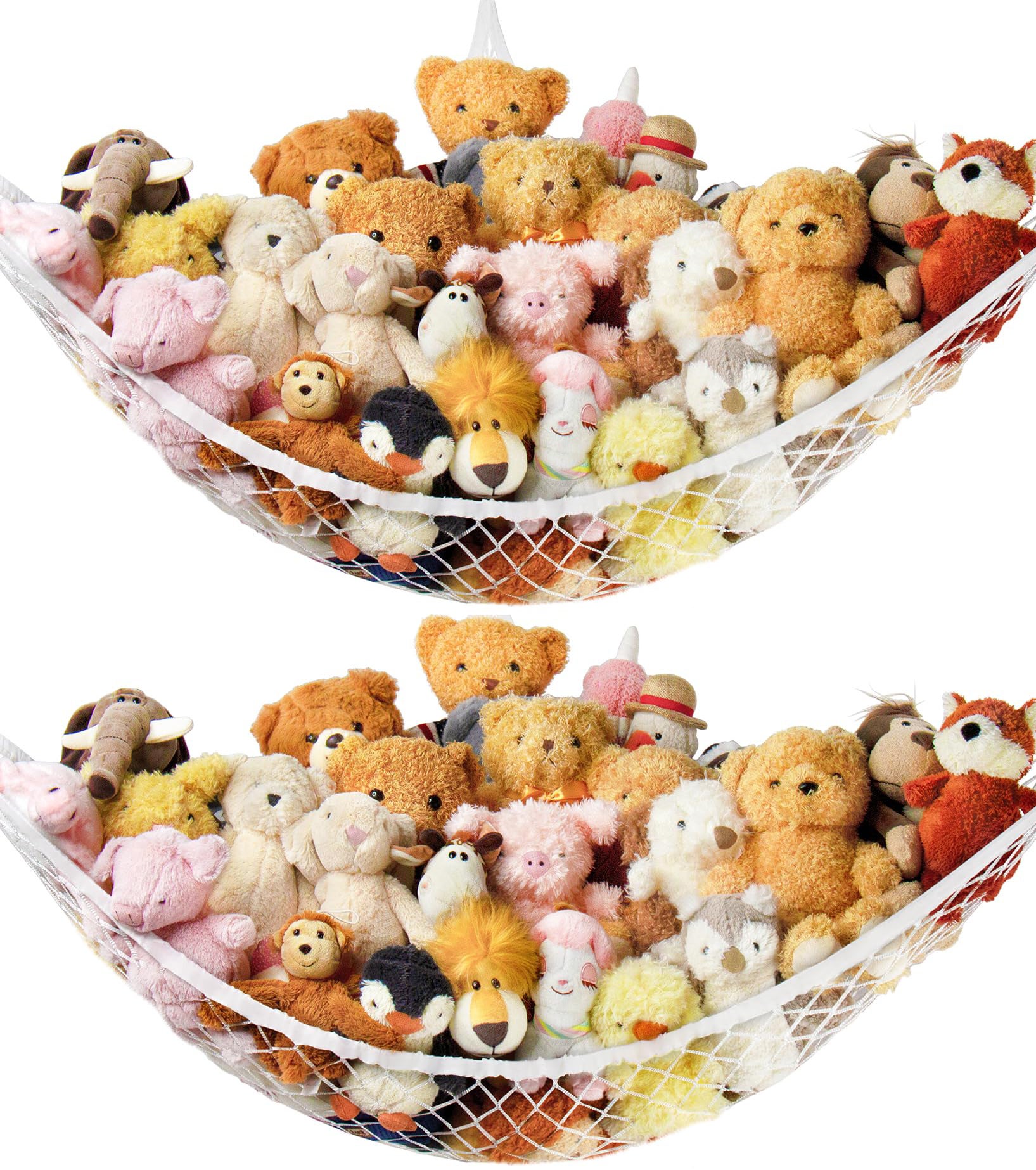 Rangement Chambre Enfant Coton Range Doudou 2 Filets De Rangement Pour Peluches - Hamac En Macramé 150x100cm - Style Bohème - Pour Chambre D'Enfant Filet Peluche Rangement Jouets Suspendu Coton