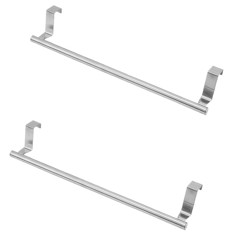 Wieszak na ręczniki nad drzwi, bez konieczności wiercenia, do kuchni, łazienki i szafy, 36 cm, 2 sztuki (srebrny)