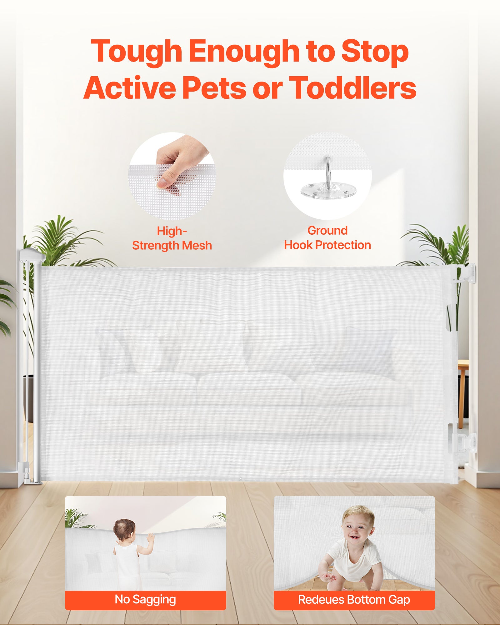 Cancello A Rete Retrattile Per Porte - Barriera Di Sicurezza Per Bambini E Animali Senza Fori