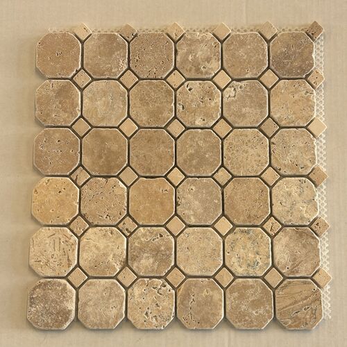 Albedo Pierre - Mosaïque en Travertin Vieilli Foncé - Octogone