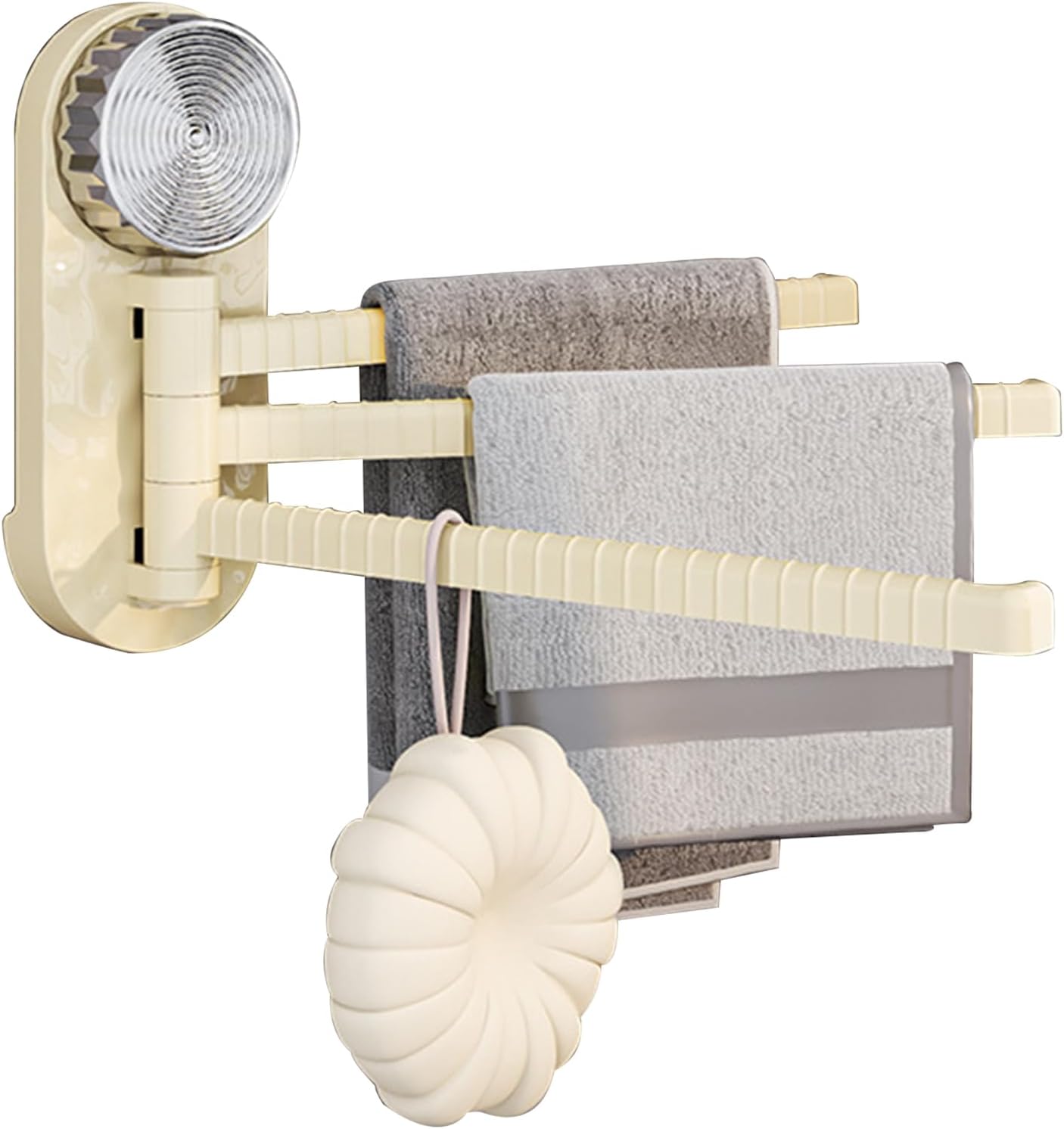 Portasciugamani Da Bagno A 3 Bracci Girevoli - Senza Foratura Con Ventosa Forte, Design Salvaspazio - Foto 4