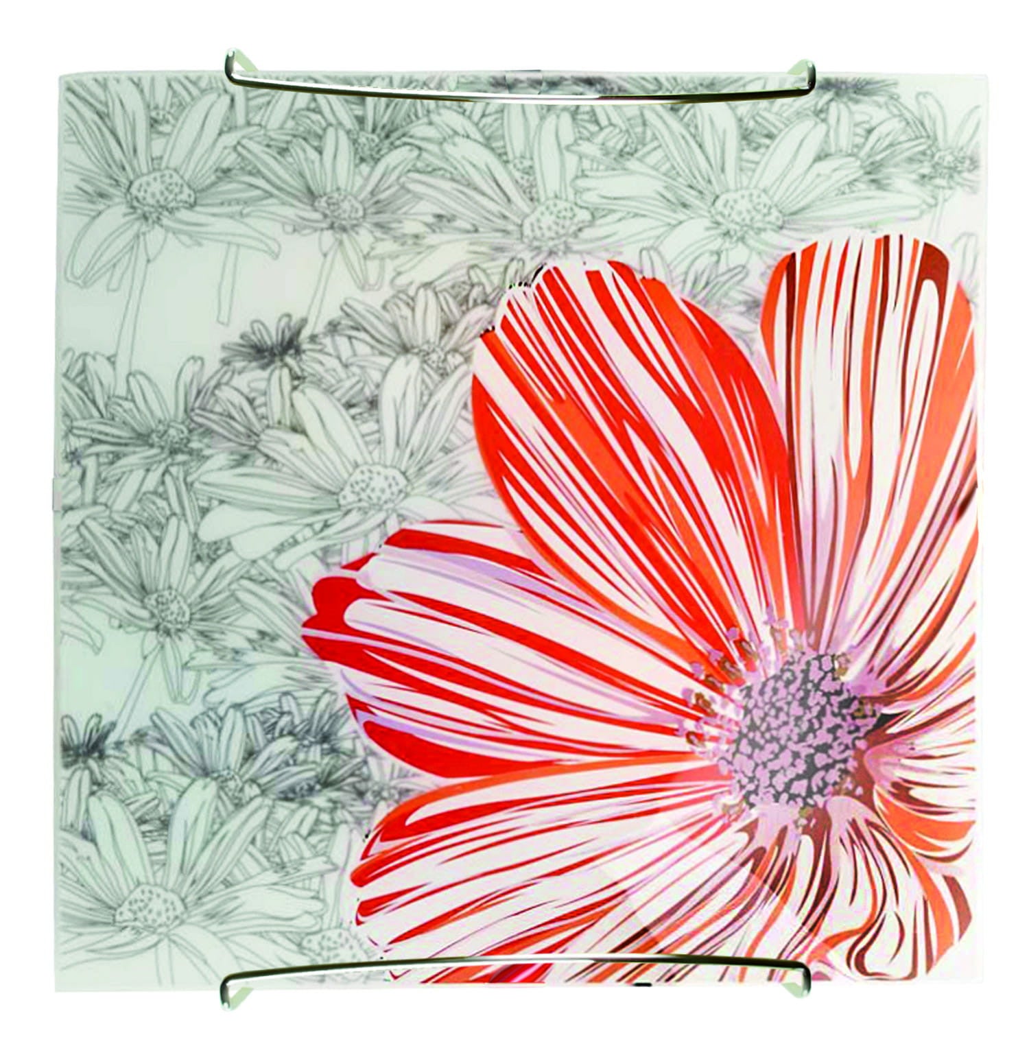 Plafon Spring kwadratowy chromowany czerwony 1xE27x20W wym: 30 x 9 cm IP20 szkło Candellux