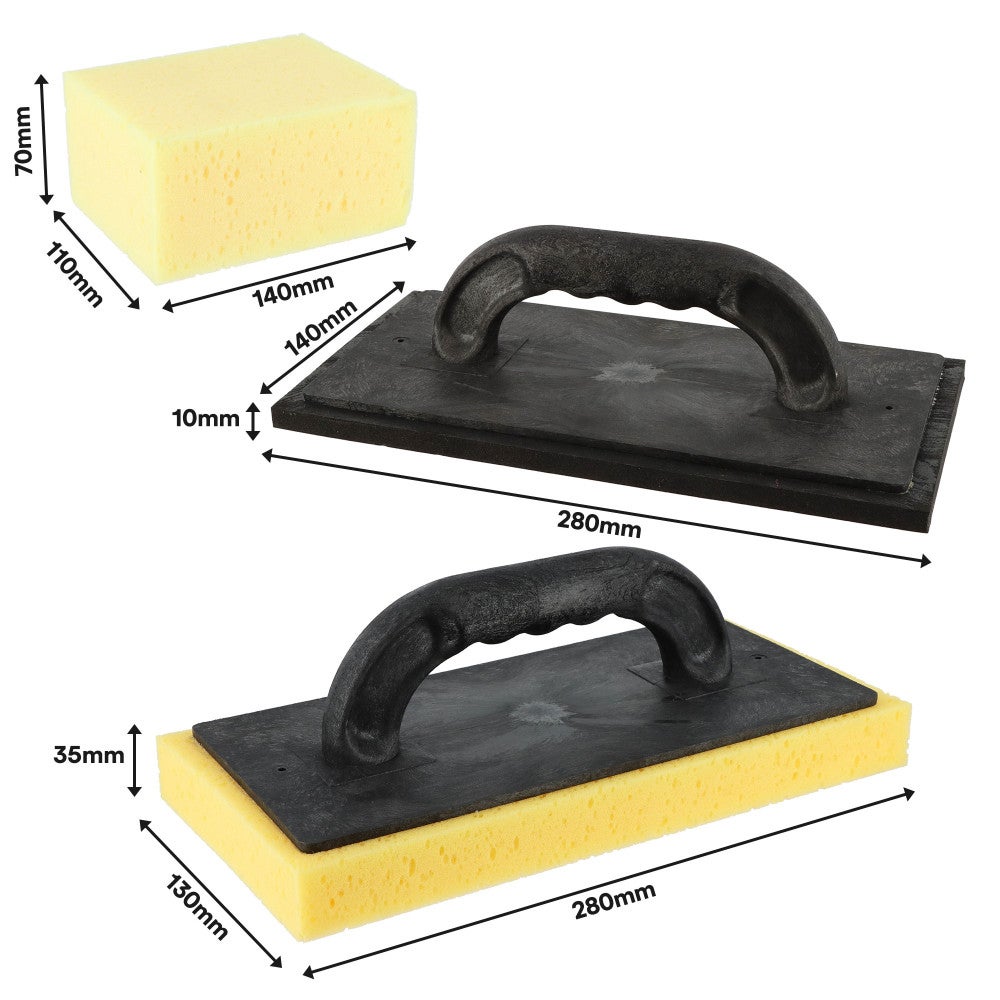 Kit de lavage spécial joints de carrelage pour carreleur - Bac 24L sur roulettes - Taloche éponge - Platoir à jointer - Éponge - 2