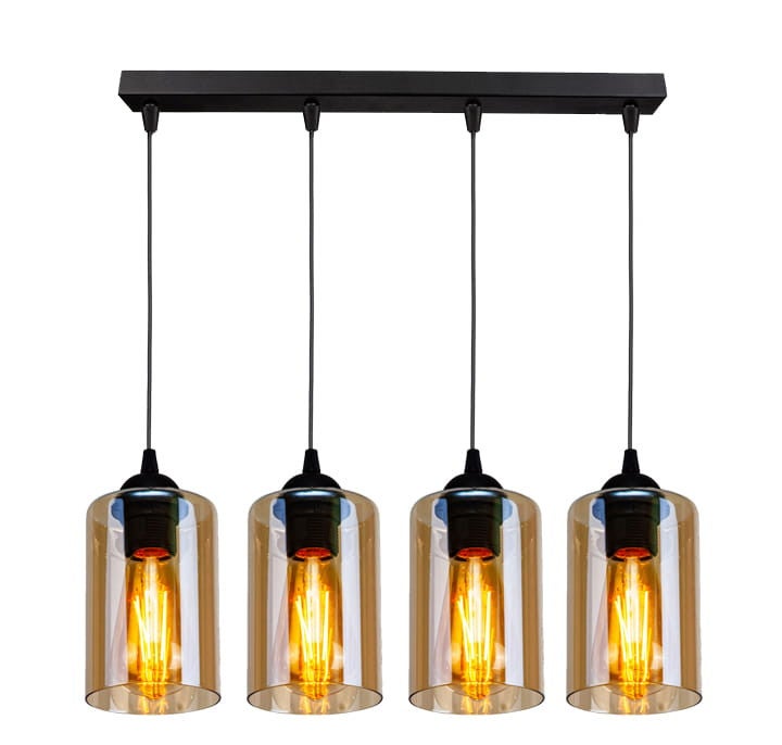 Lampa wisząca Bistro czarno-bursztynowy 4xE27x40W wym: 100 x 65 x 10 cm szkło Candellux