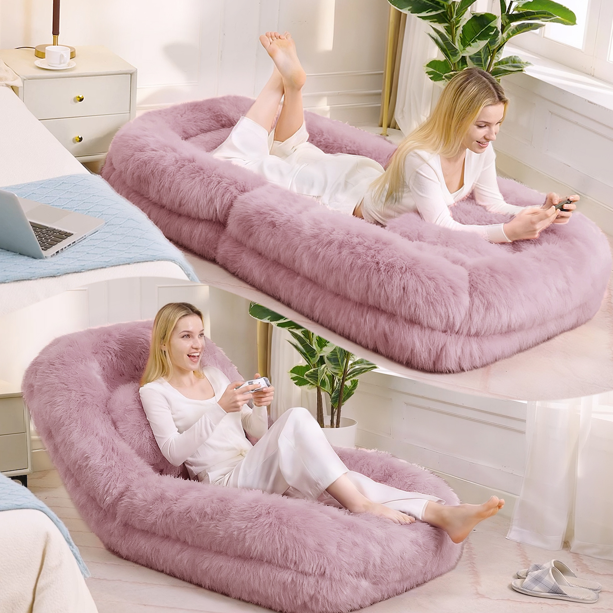 Lit pour humain et chien, canapé relax, fauteuil de jeu réglable en 5 — free download