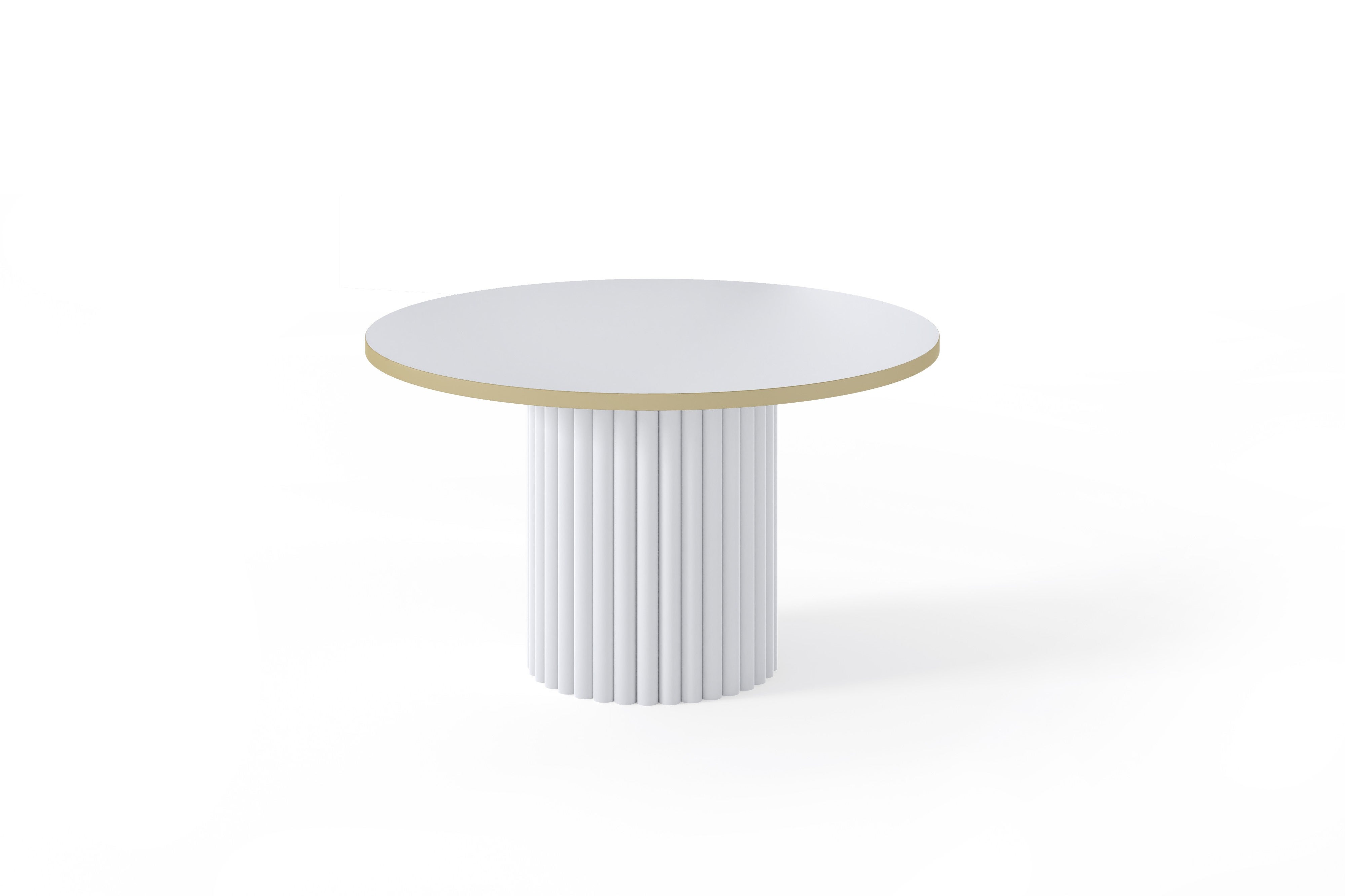 Stolik VIRELO GOLD w Bieli z Złotym Obrzeżem i Białym Stelażem – Elegancka Nowoczesność